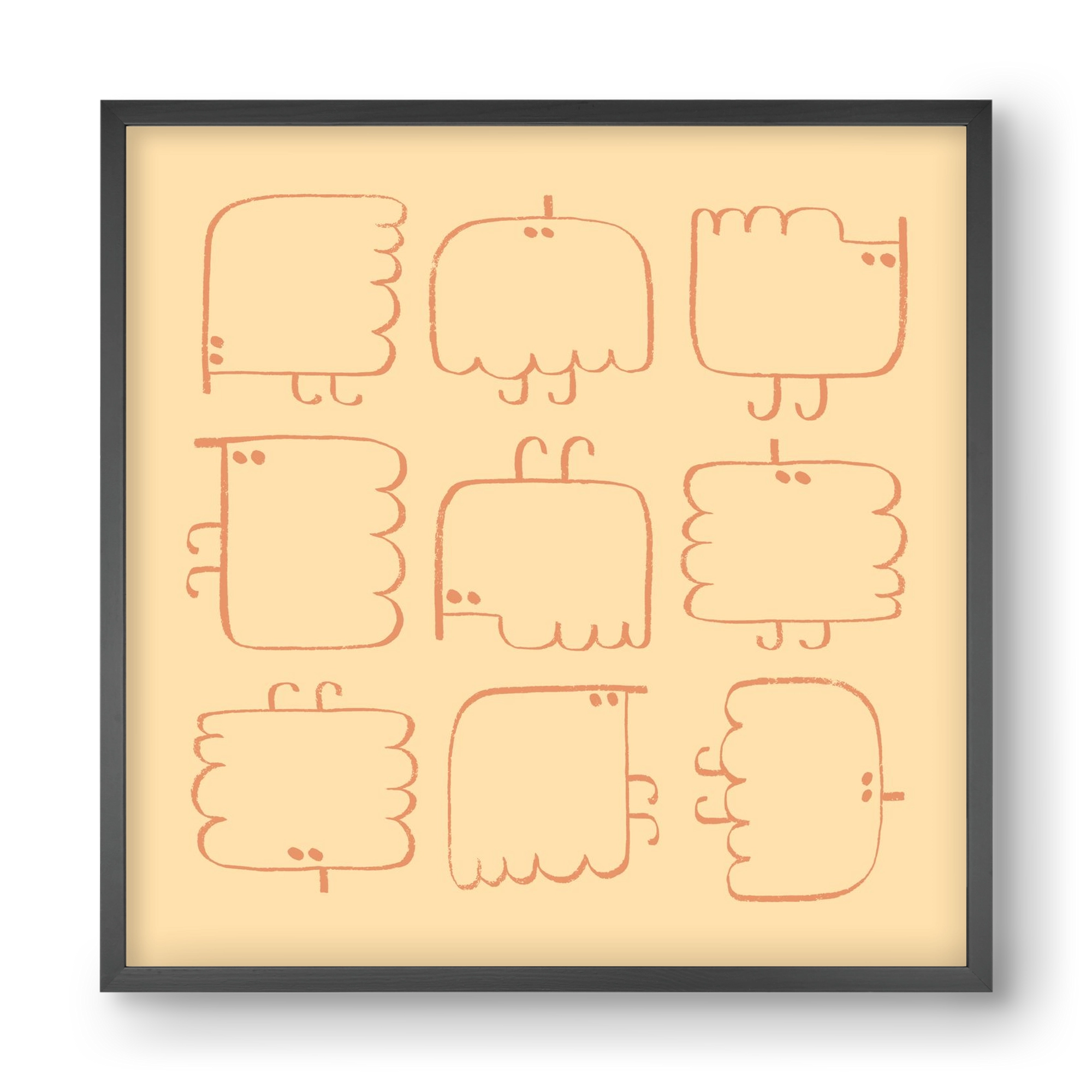 Funny Bird (cream), 40x40 cm (40x40 cm), Fekete keret