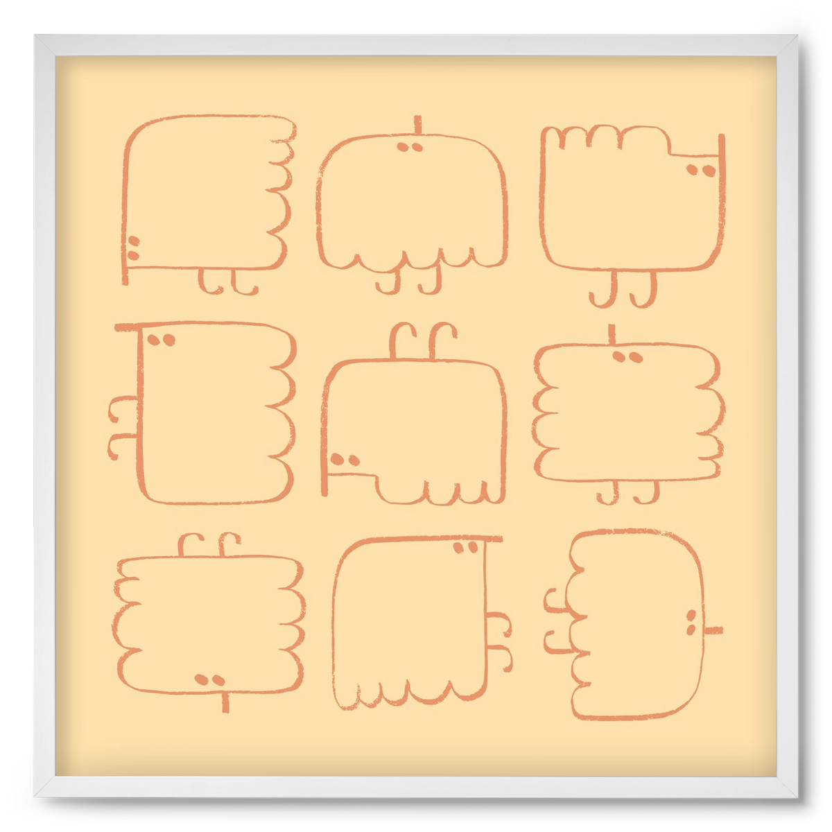 Funny Bird (cream), 50x50 cm (50x50 cm), Fehér keret