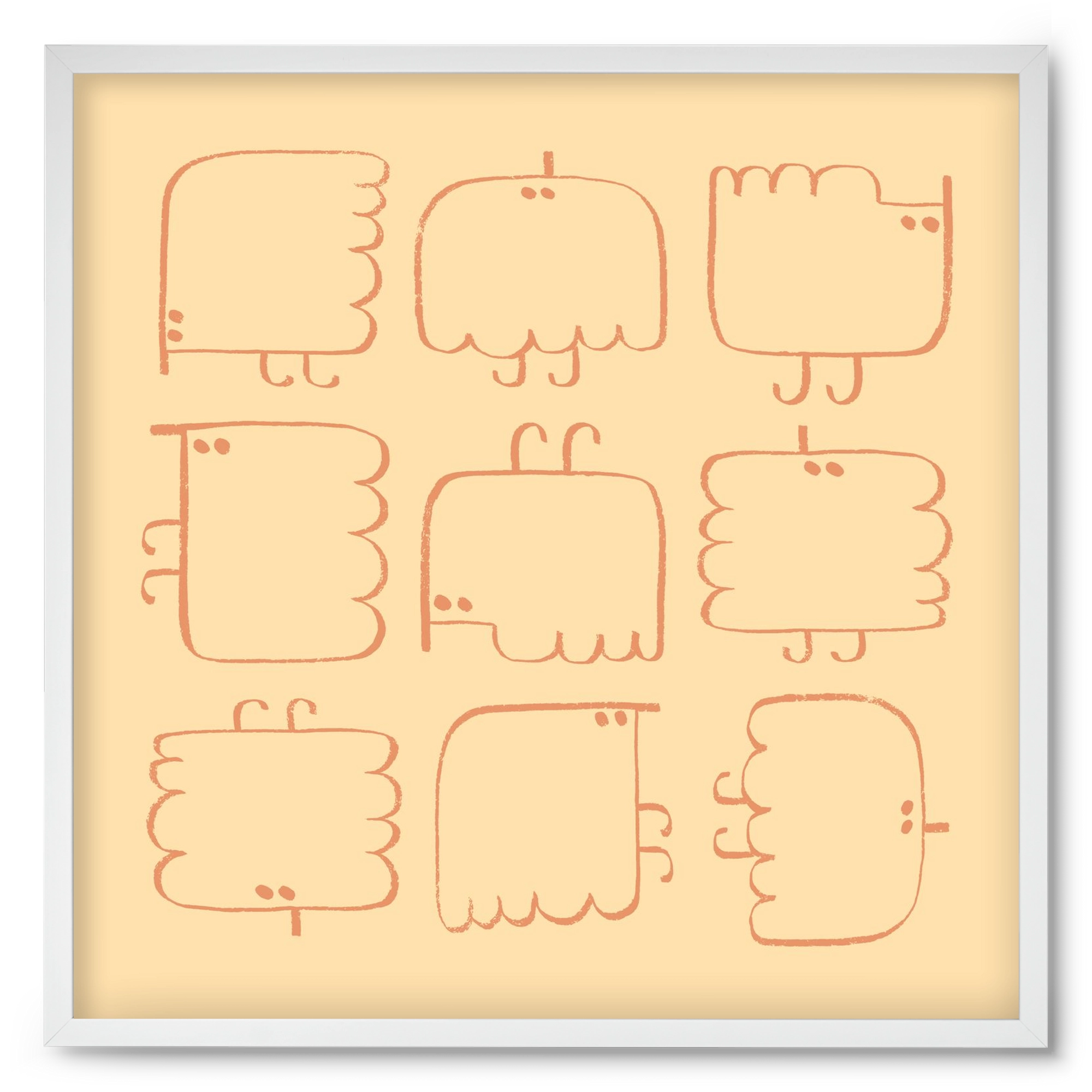 Funny Bird (cream), 50x50 cm (50x50 cm), Fehér keret