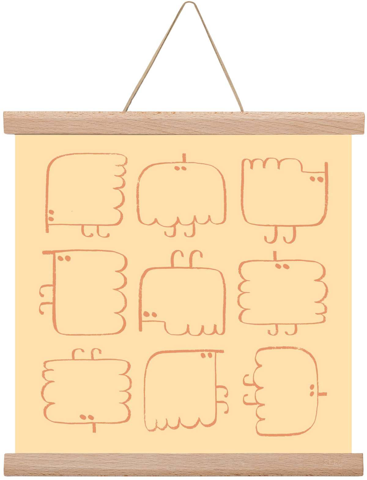 Funny Bird (cream), 30x30 cm (30x30 cm), Tölgy akasztó