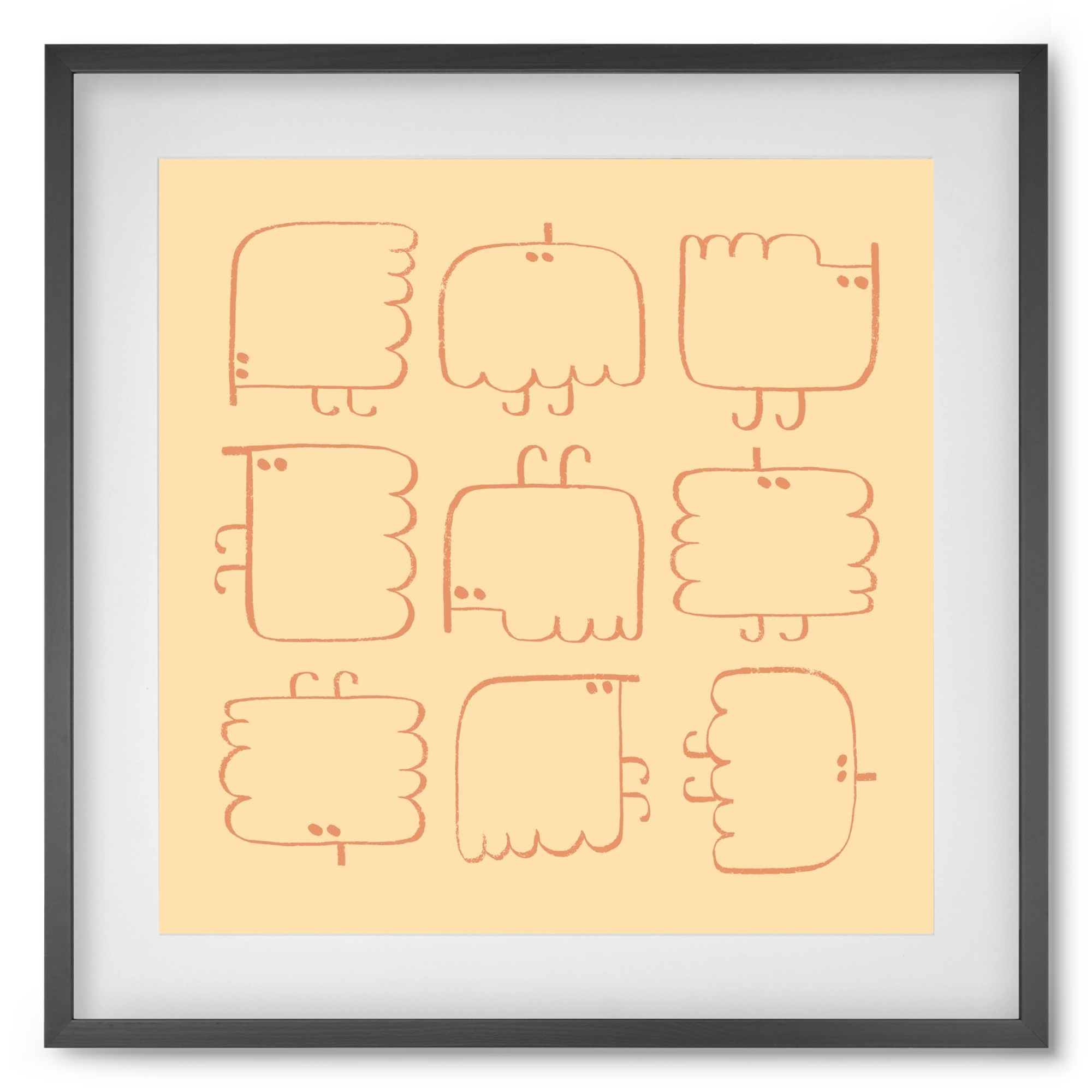 Funny Bird (cream), 50x50 cm (40x40 cm), Fekete keret, paszpartuval