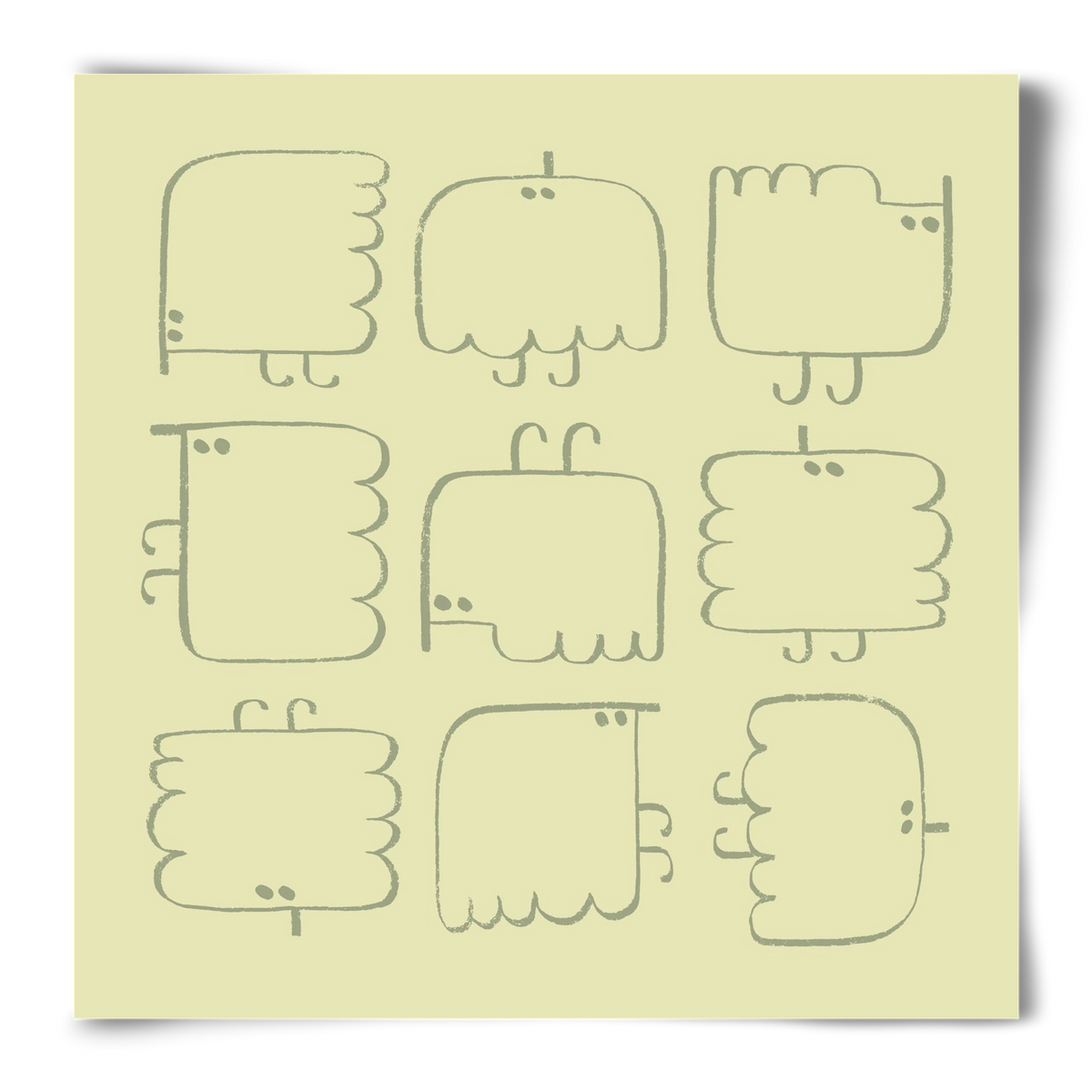 Funny Bird (light green), 50x50 cm, Keret nélkül