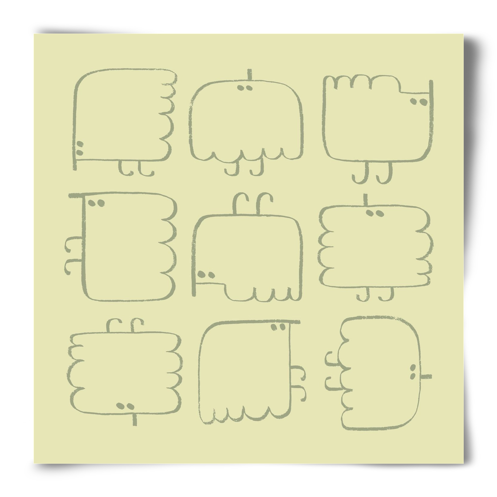 Funny Bird (light green), 50x50 cm, Keret nélkül