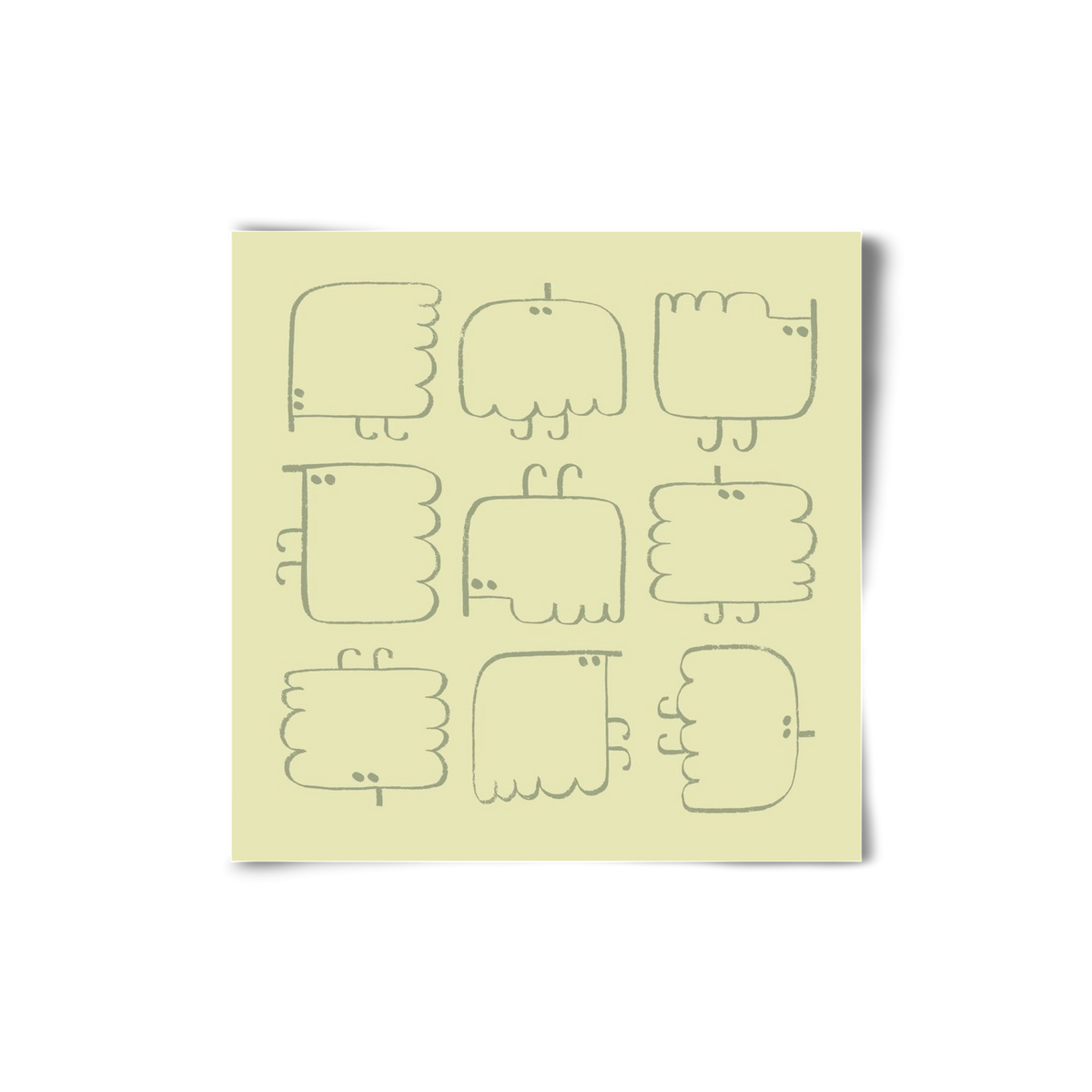 Funny Bird (light green), 20x20 cm, Keret nélkül