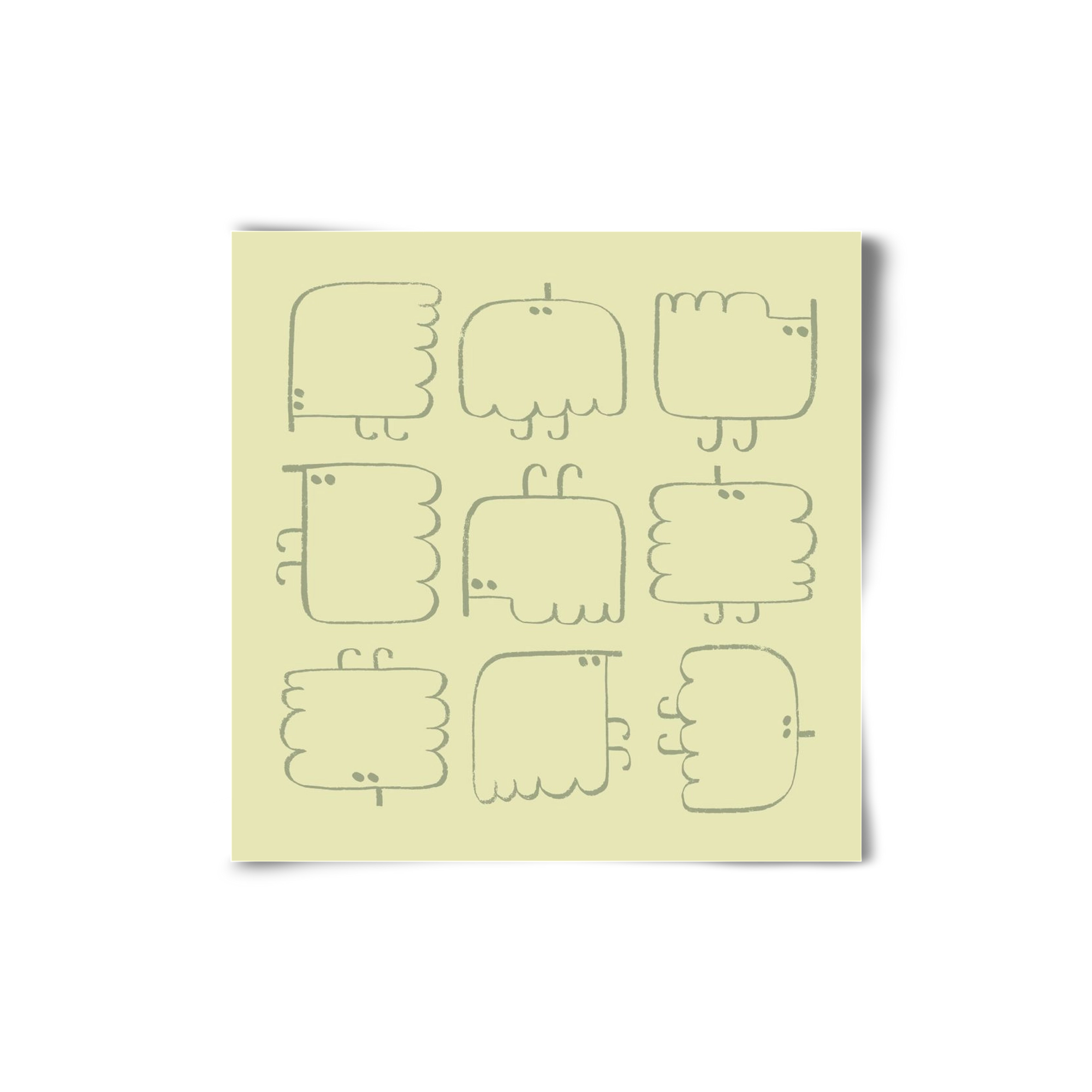 Funny Bird (light green), 20x20 cm, Keret nélkül