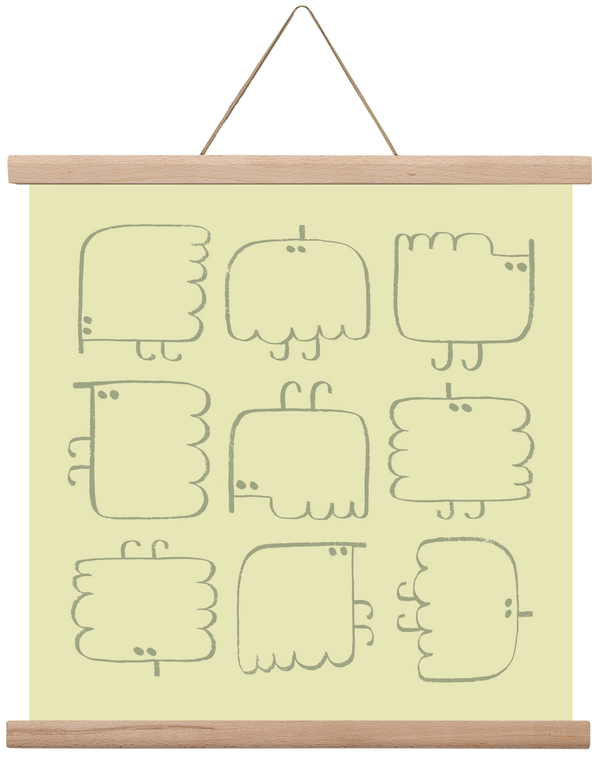 Funny Bird (light green), 40x40 cm (40x40 cm), Tölgy akasztó