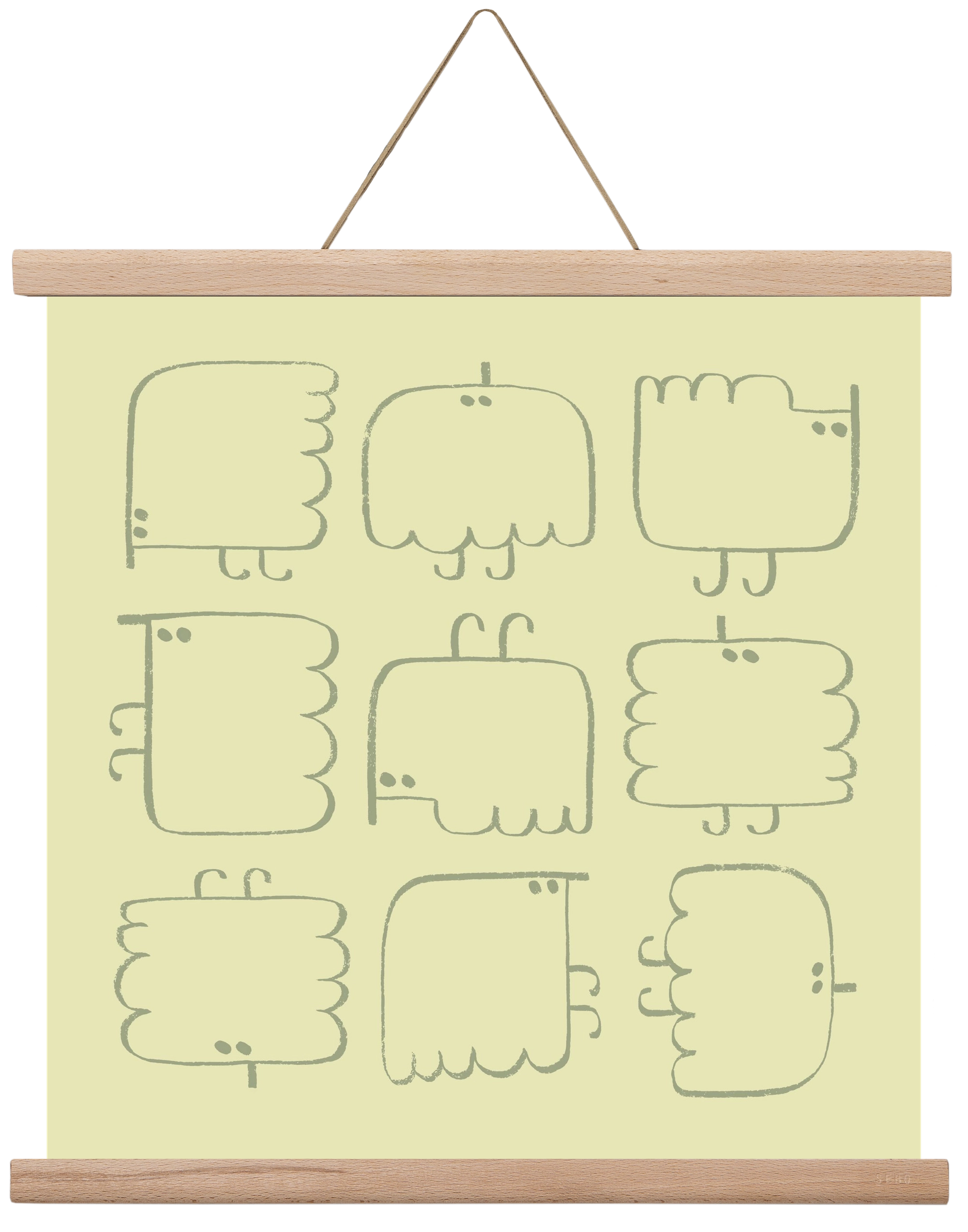 Funny Bird (light green), 40x40 cm (40x40 cm), Tölgy akasztó