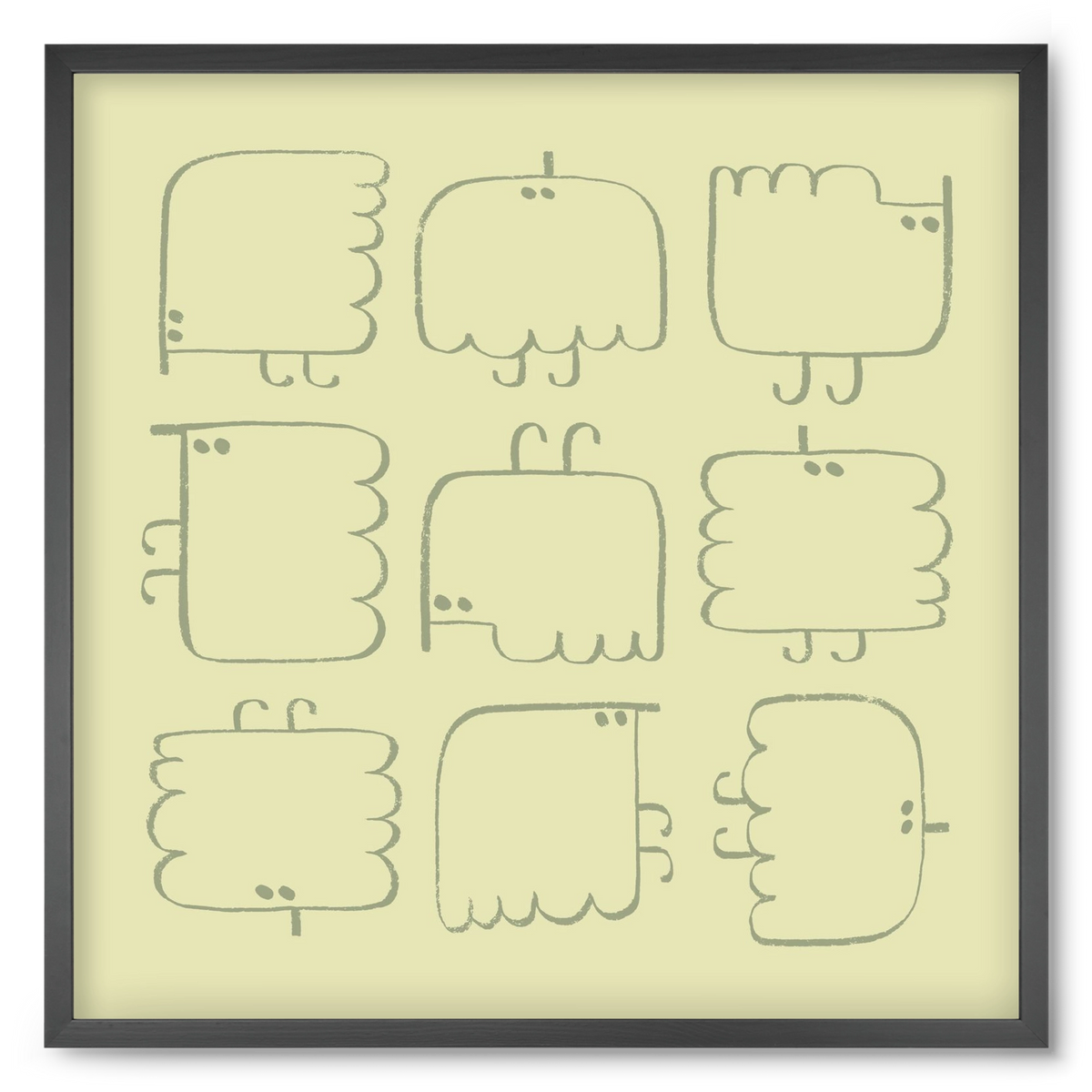 Funny Bird (light green), 50x50 cm (50x50 cm), Fekete keret