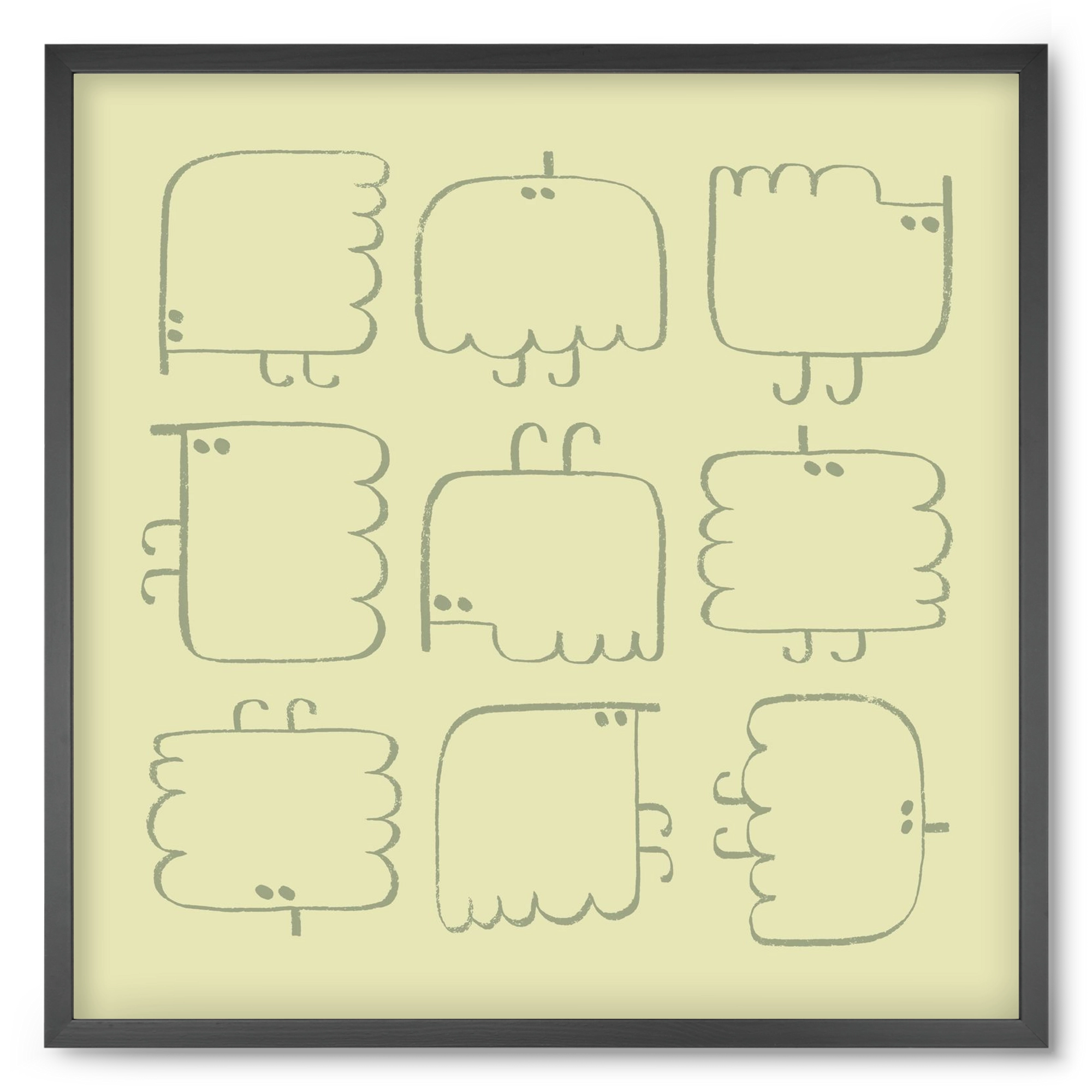Funny Bird (light green), 50x50 cm (50x50 cm), Fekete keret