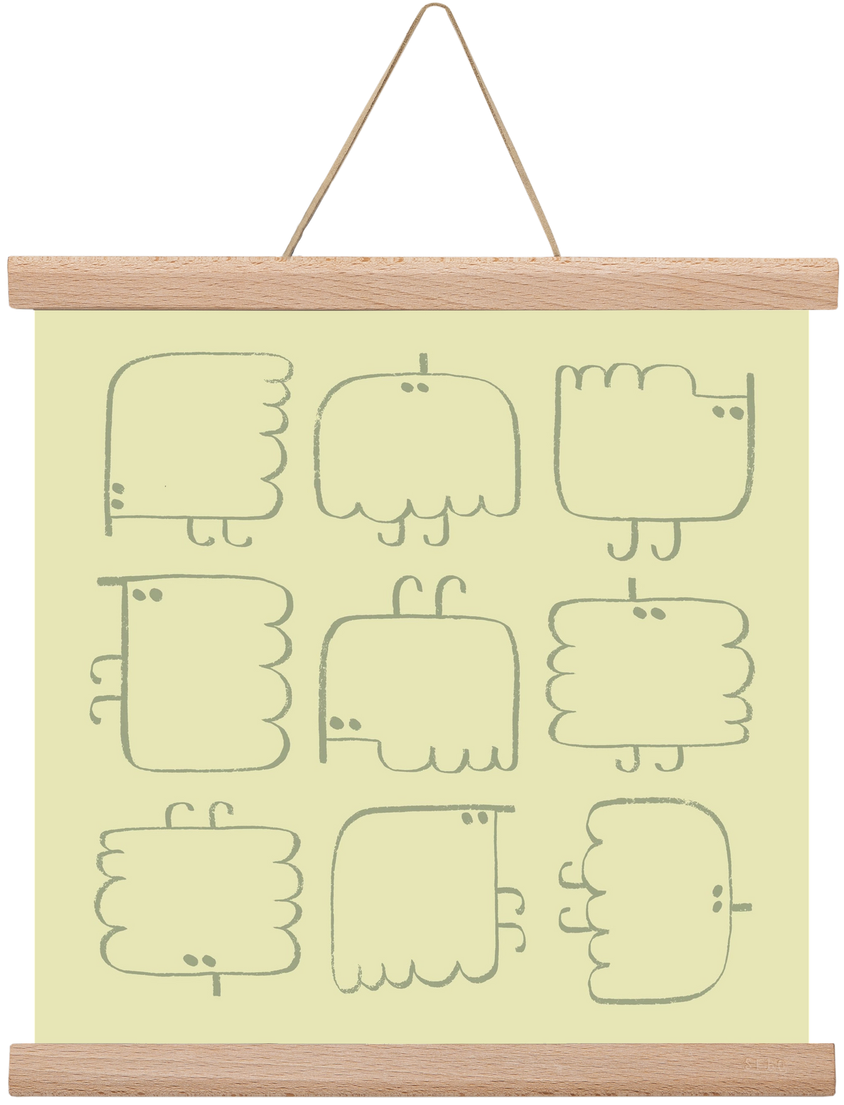 Funny Bird (light green), 30x30 cm (30x30 cm), Tölgy akasztó