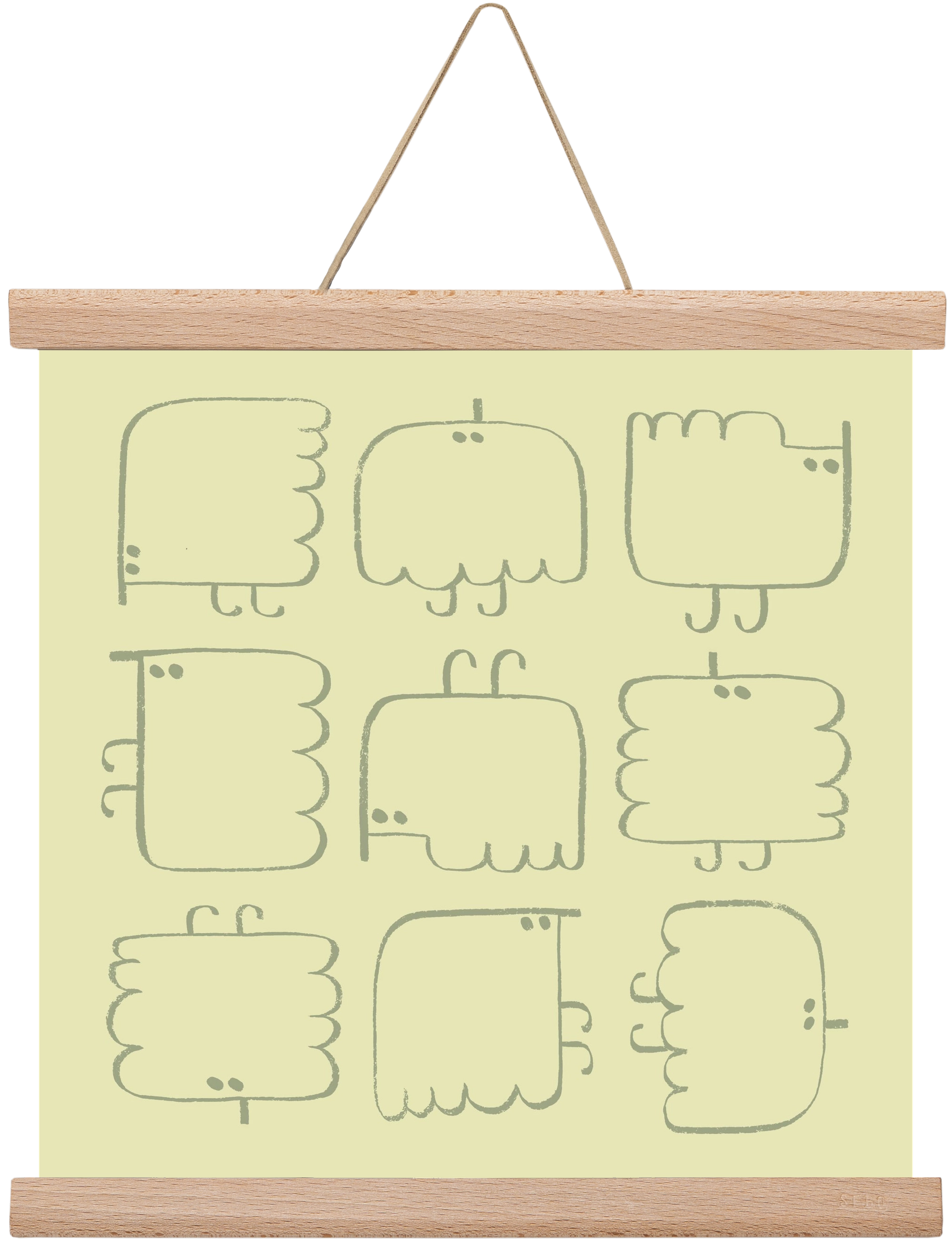 Funny Bird (light green), 30x30 cm (30x30 cm), Tölgy akasztó