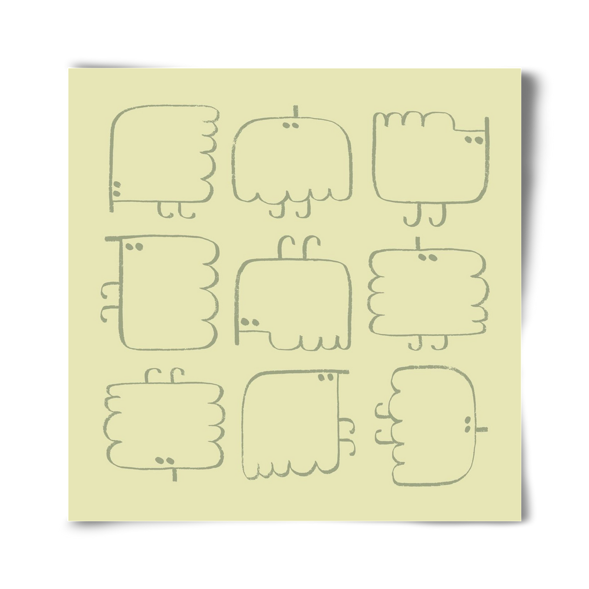 Funny Bird (light green), 40x40 cm, Keret nélkül