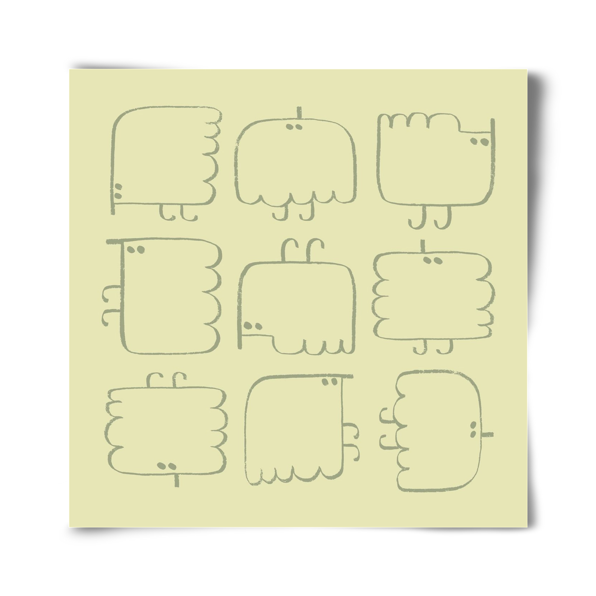 Funny Bird (light green), 40x40 cm, Keret nélkül