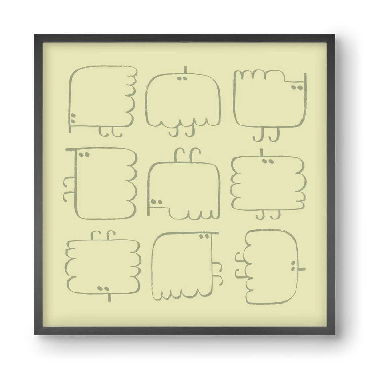 Funny Bird (light green), 40x40 cm (40x40 cm), Fekete keret