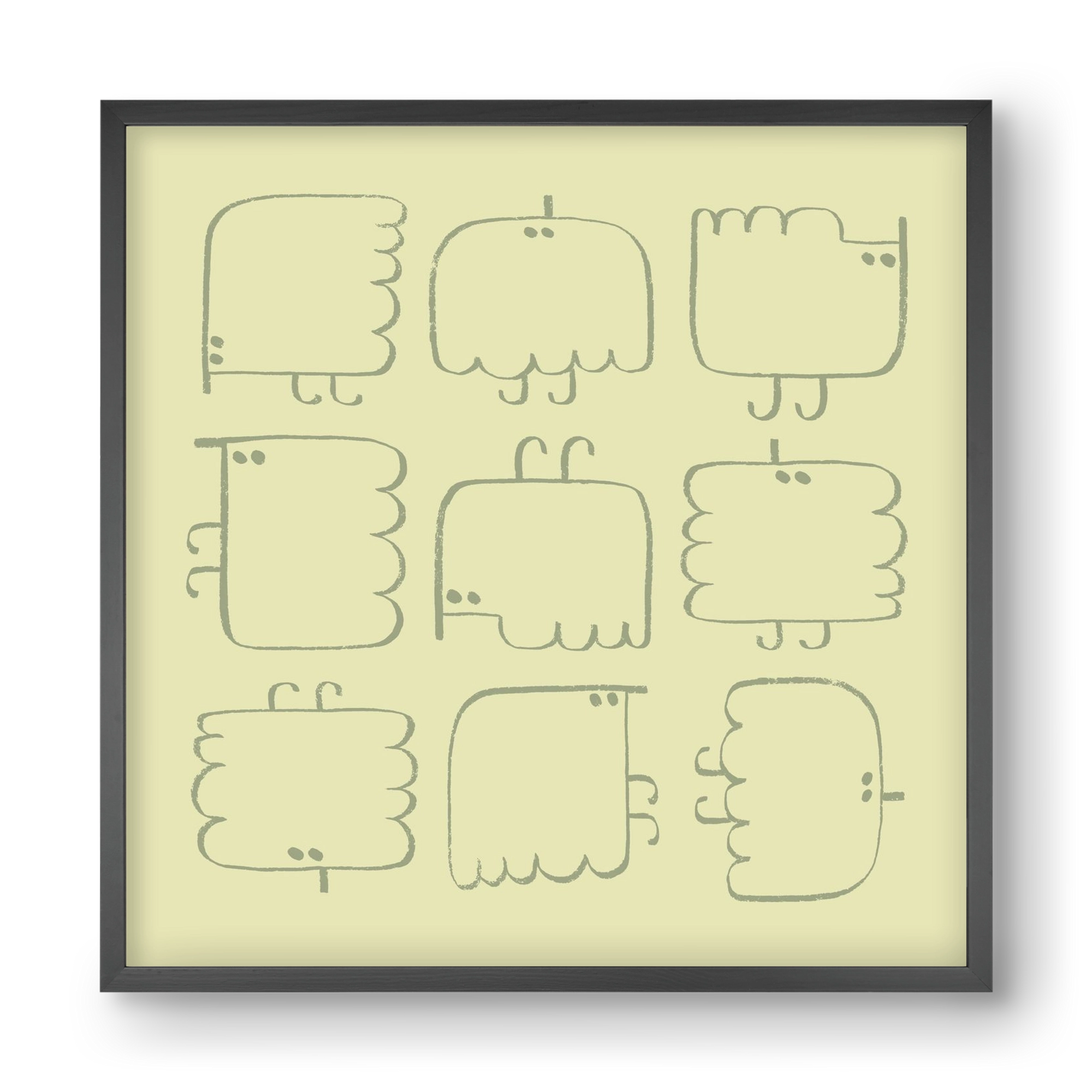 Funny Bird (light green), 40x40 cm (40x40 cm), Fekete keret