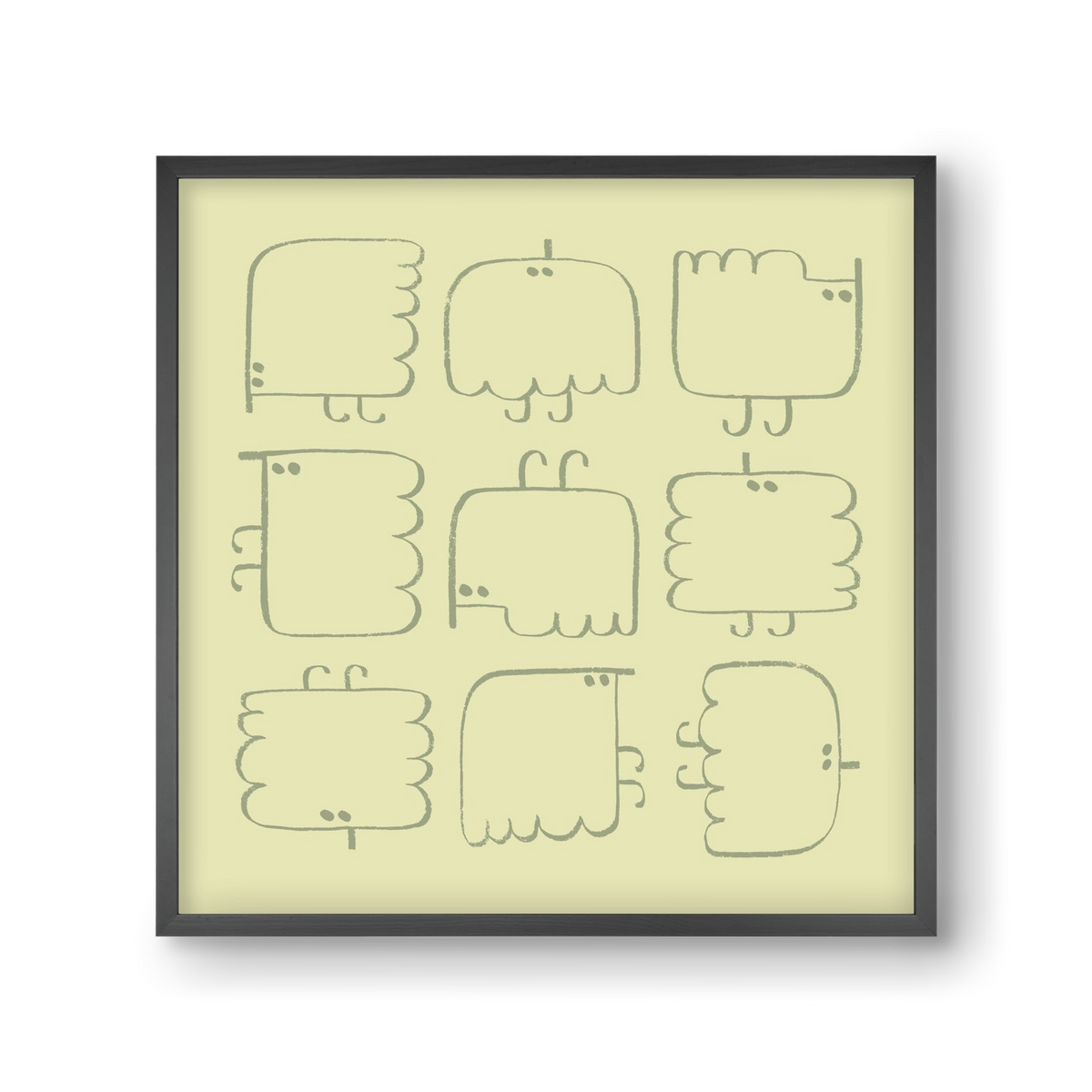 Funny Bird (light green), 30x30 cm (30x30 cm), Fekete keret