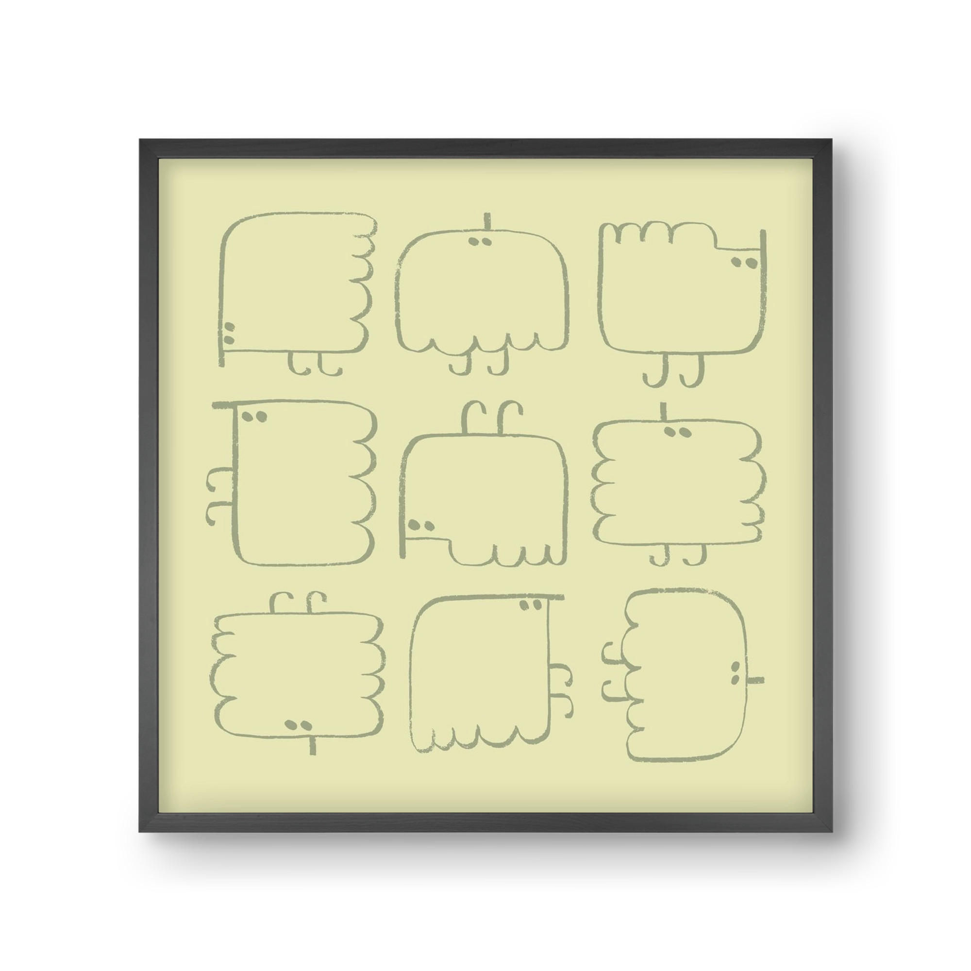 Funny Bird (light green), 30x30 cm (30x30 cm), Fekete keret