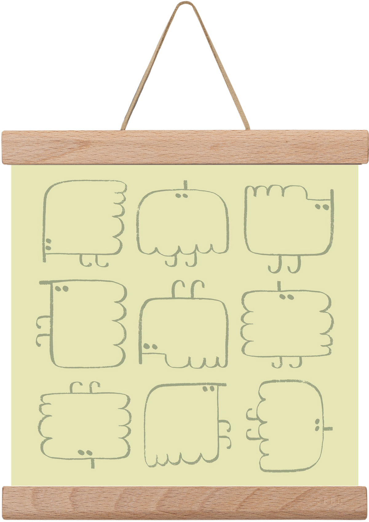 Funny Bird (light green), 20x20 cm (20x20 cm), Tölgy akasztó