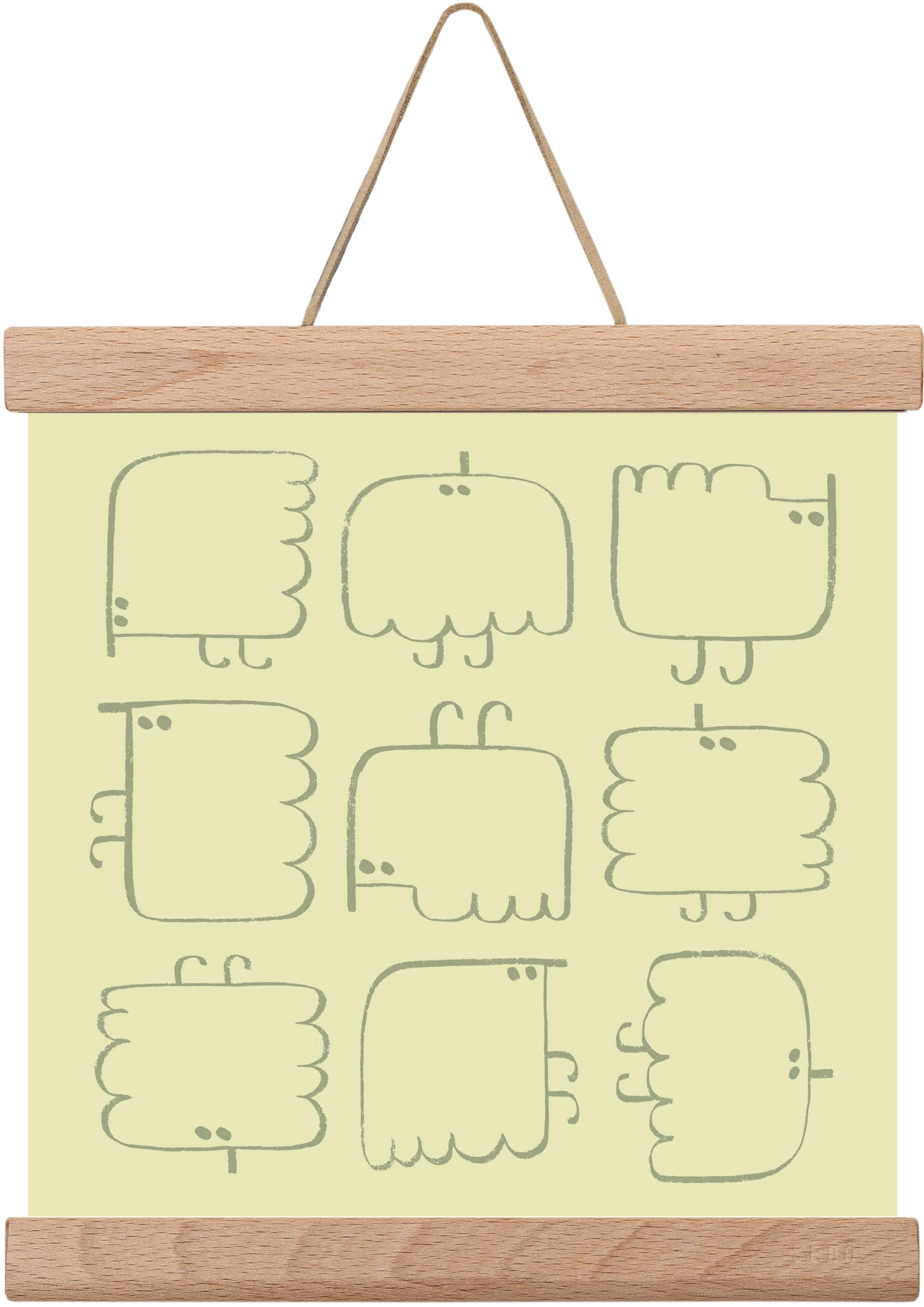 Funny Bird (light green), 20x20 cm (20x20 cm), Tölgy akasztó