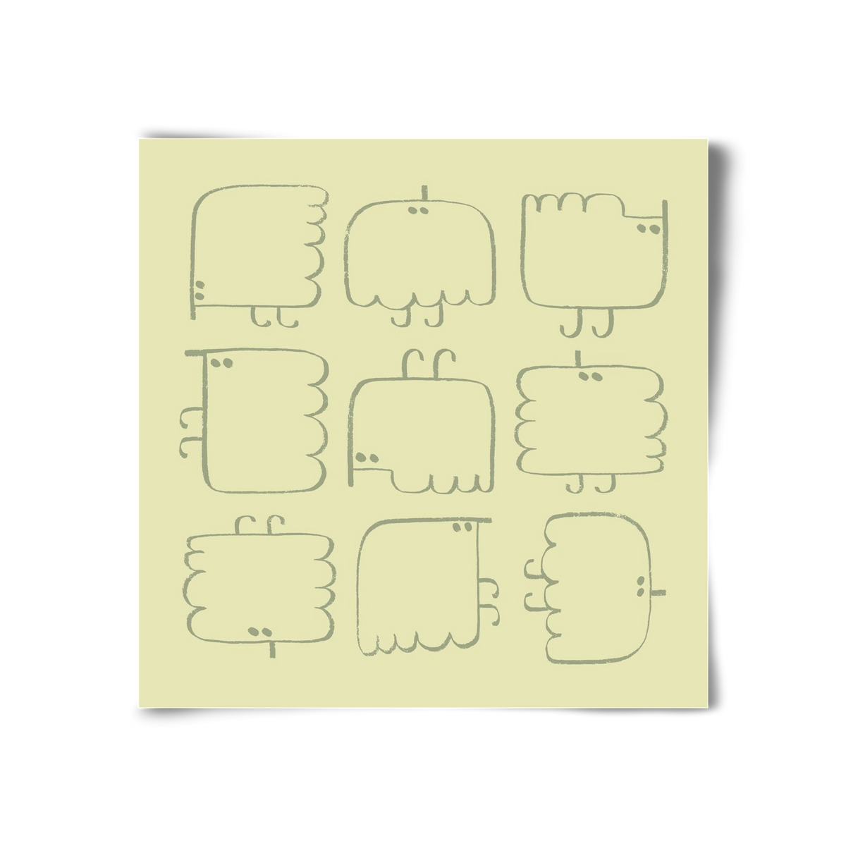 Funny Bird (light green), 30x30 cm, Keret nélkül