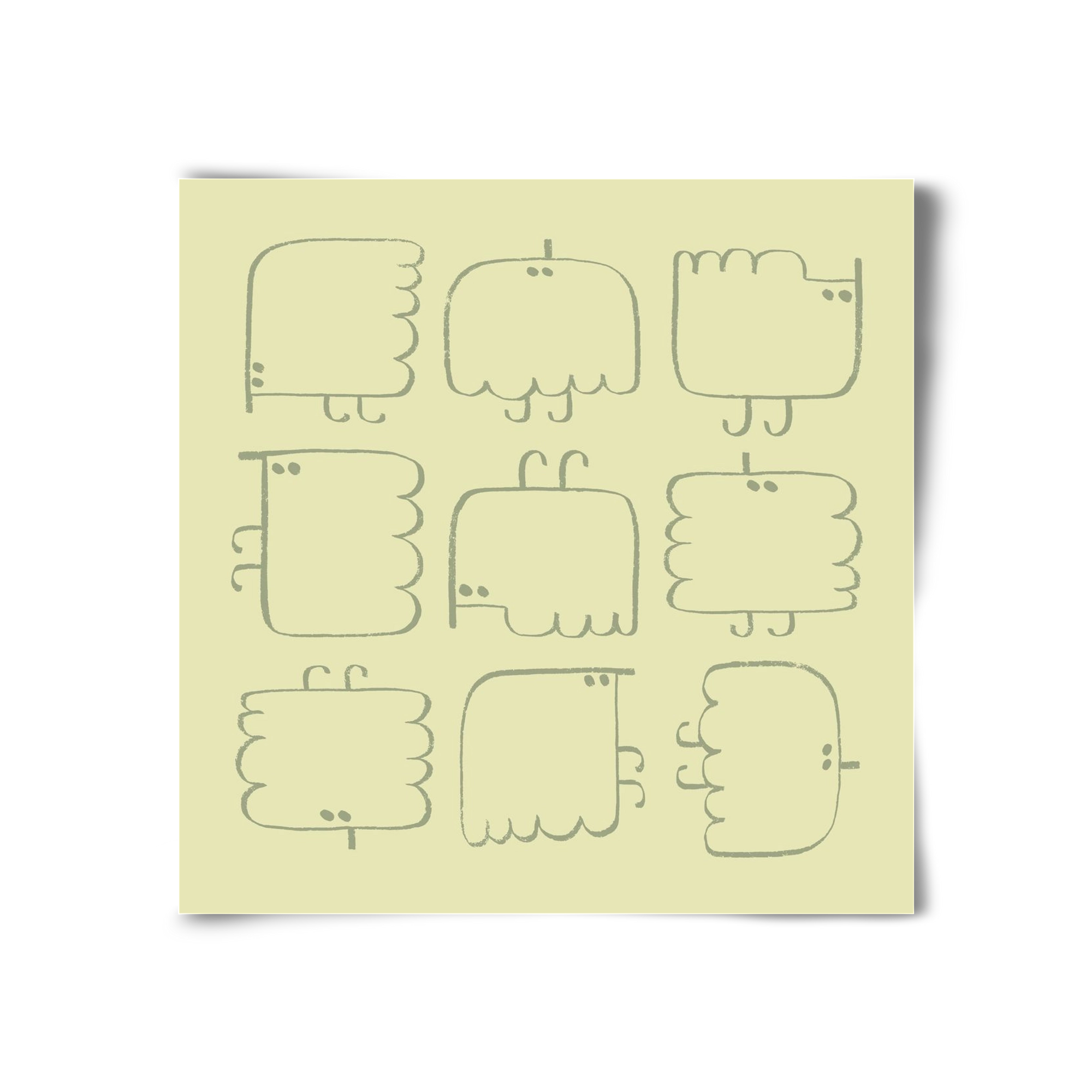 Funny Bird (light green), 30x30 cm, Keret nélkül