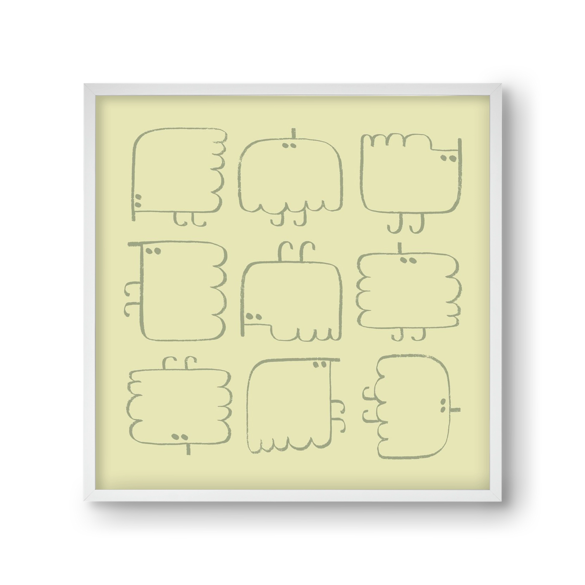 Funny Bird (light green), 30x30 cm (30x30 cm), Fehér keret