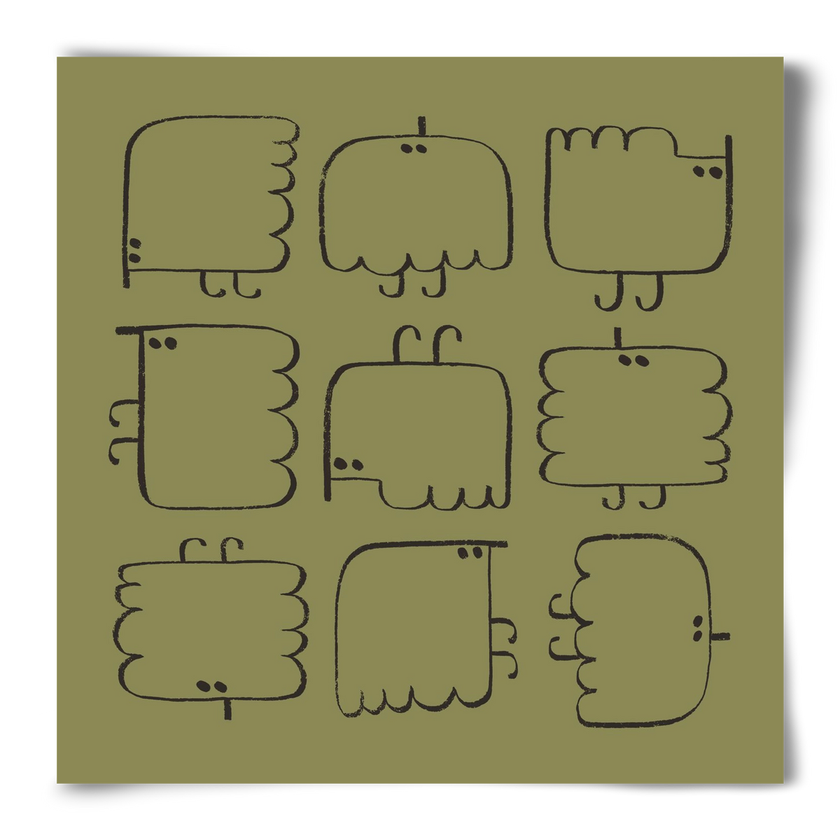 Funny Bird (dark green), 50x50 cm, Keret nélkül