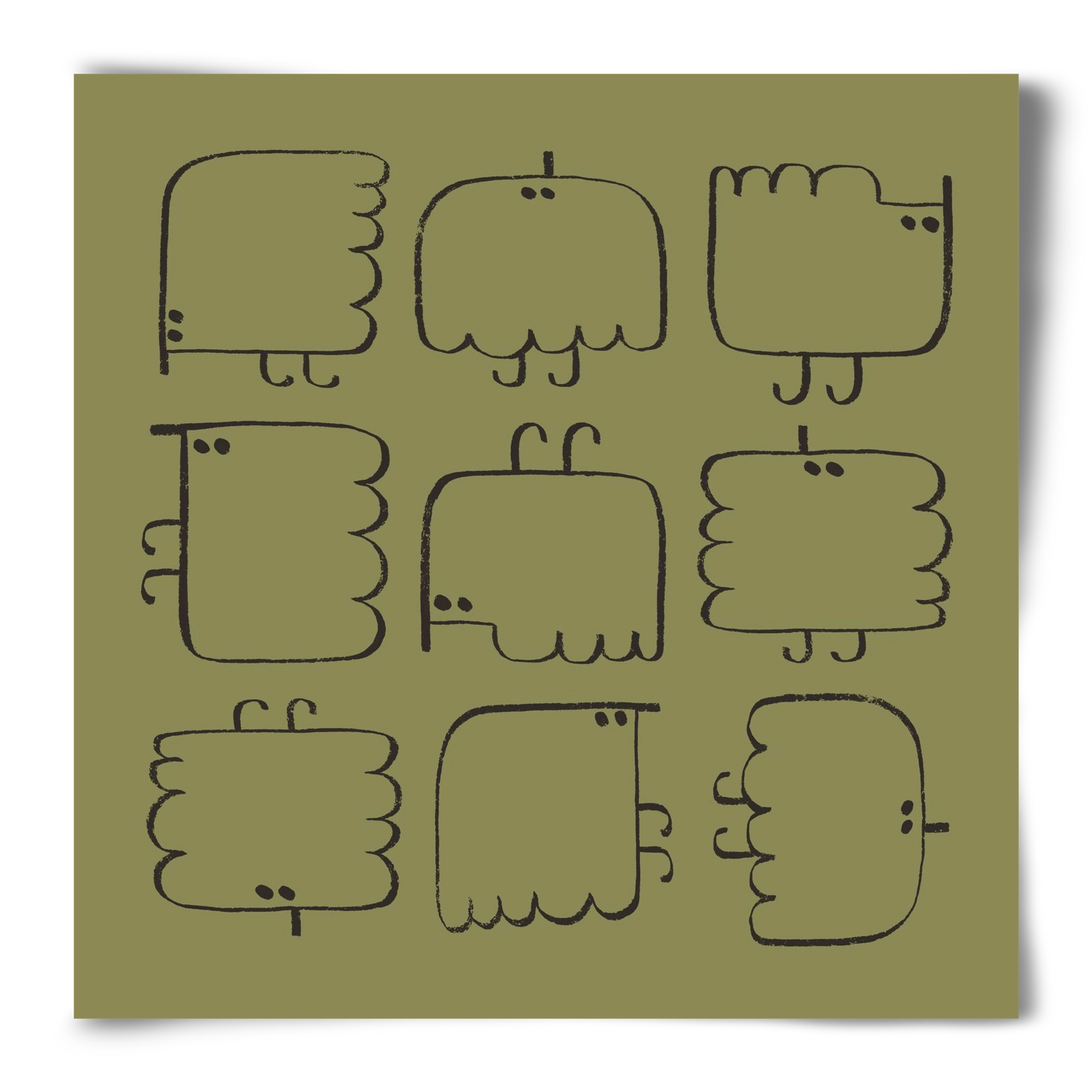 Funny Bird (dark green), 50x50 cm, Keret nélkül