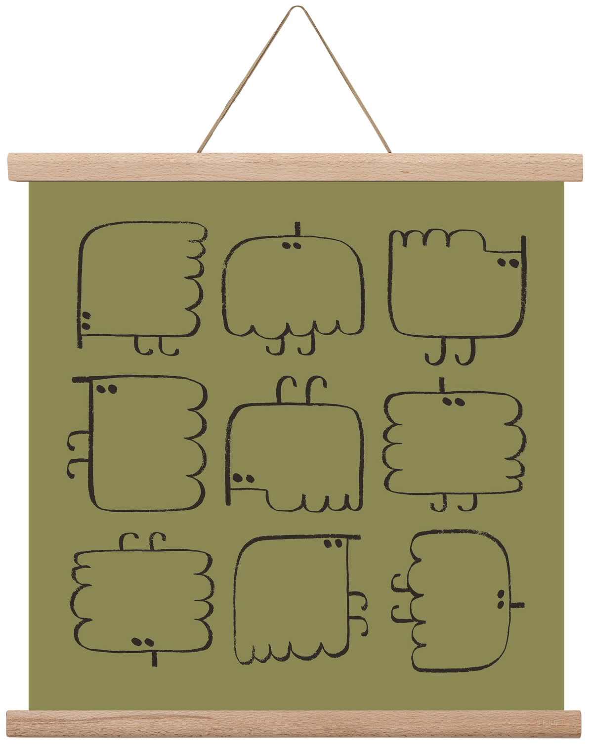 Funny Bird (dark green), 40x40 cm (40x40 cm), Tölgy akasztó