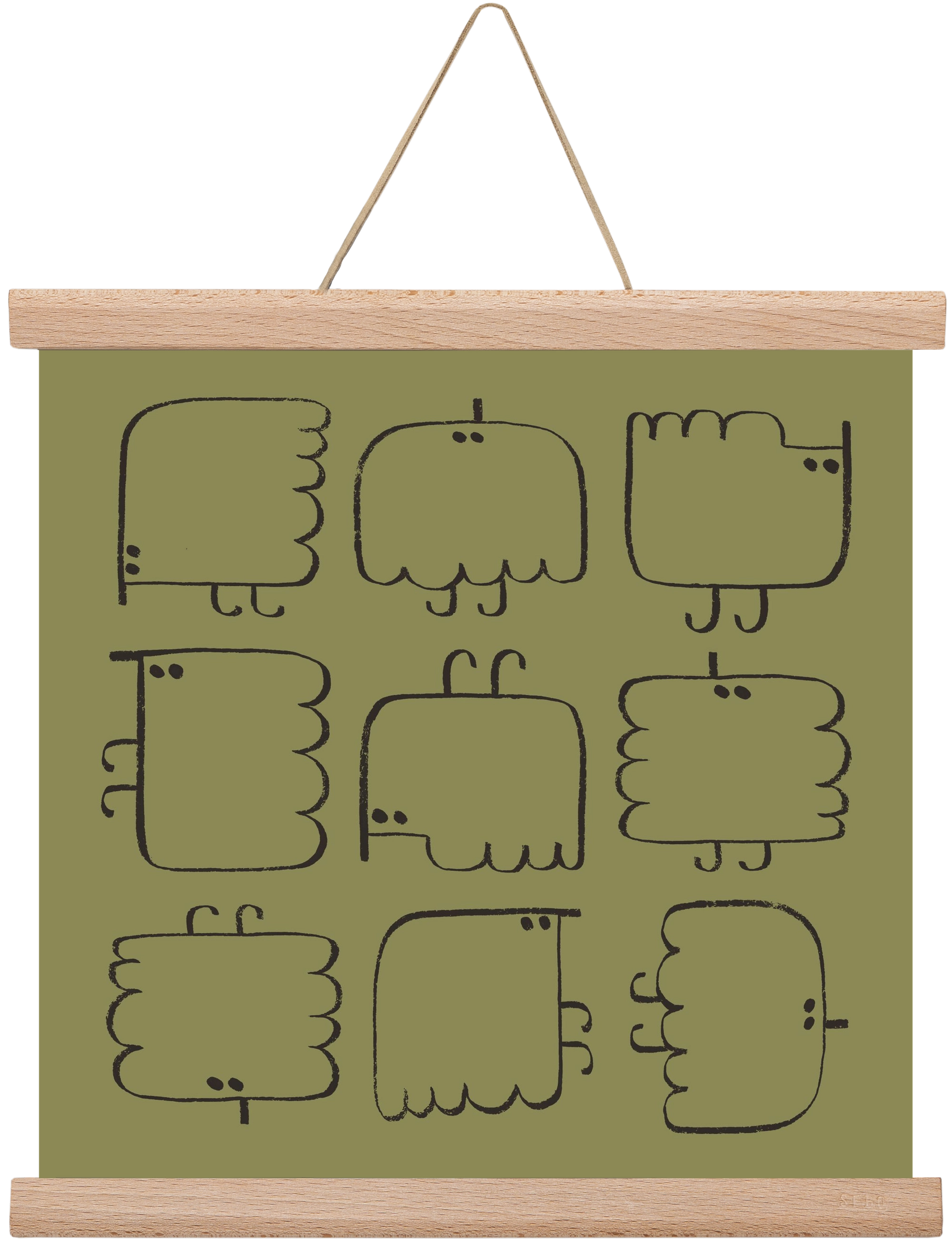 Funny Bird (dark green), 30x30 cm (30x30 cm), Tölgy akasztó