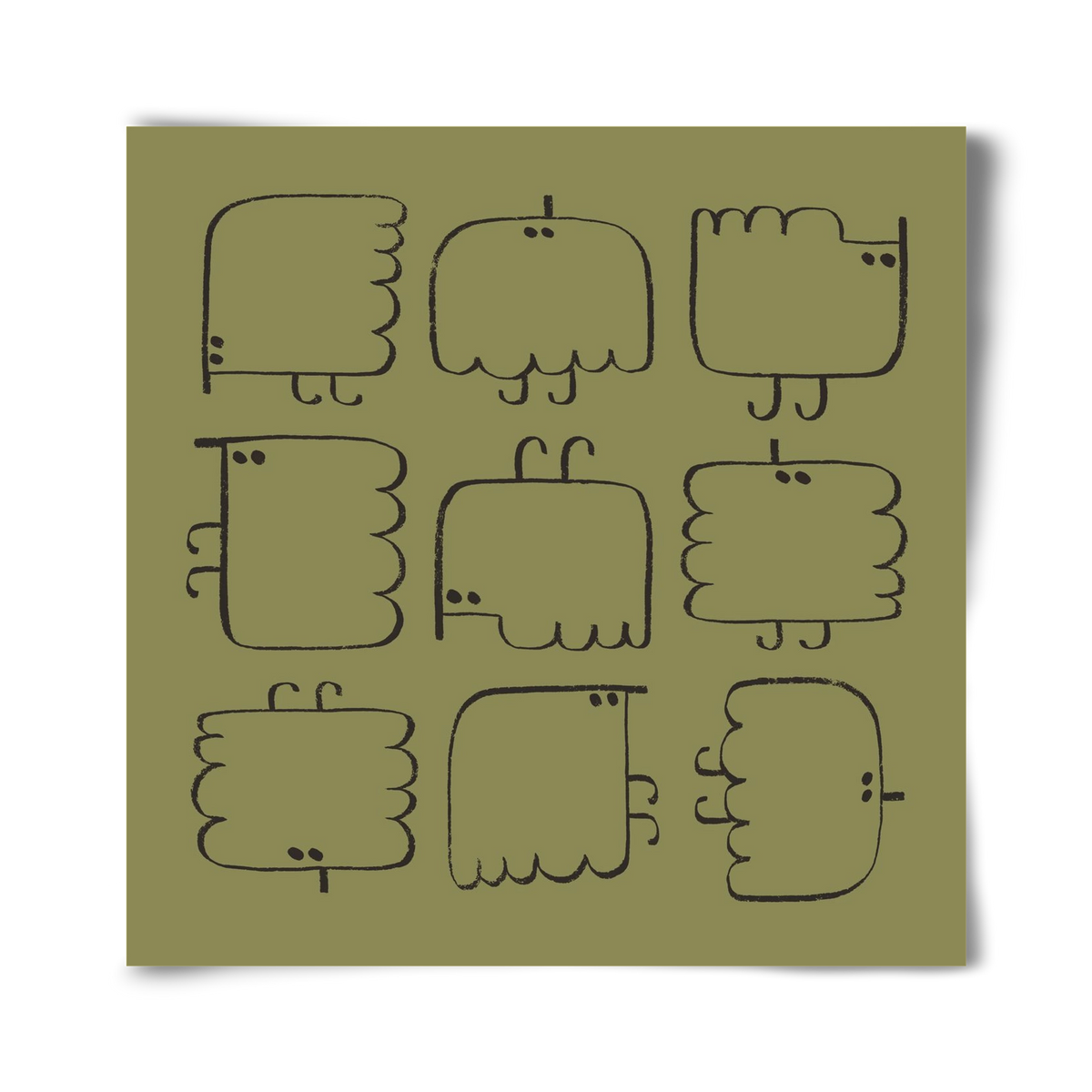 Funny Bird (dark green), 40x40 cm, Keret nélkül