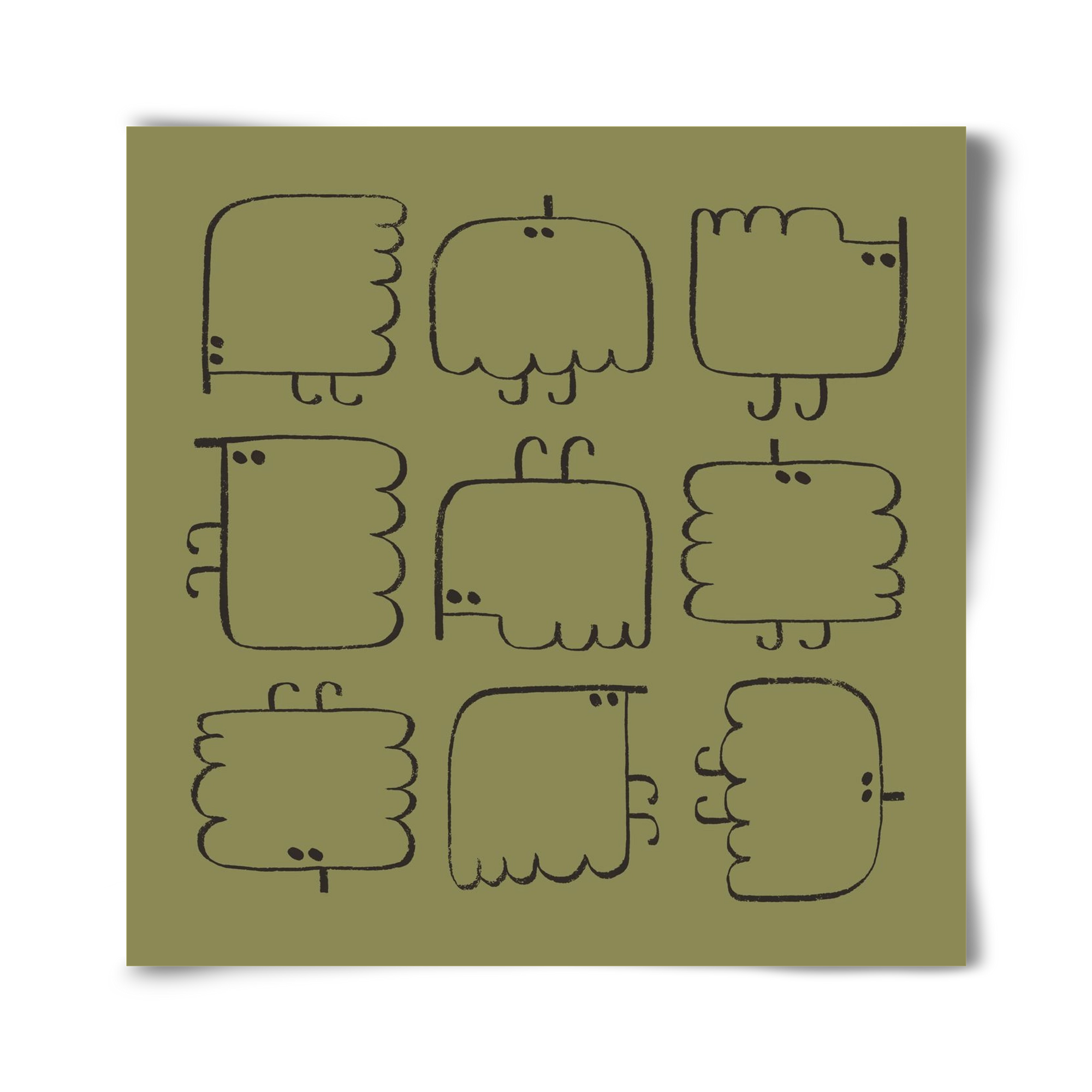 Funny Bird (dark green), 40x40 cm, Keret nélkül