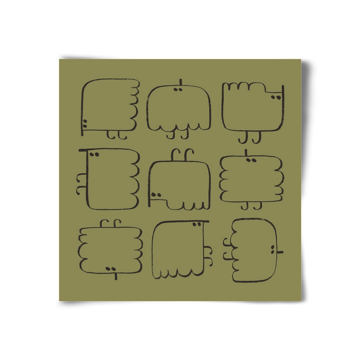 Funny Bird (dark green), 30x30 cm, Keret nélkül