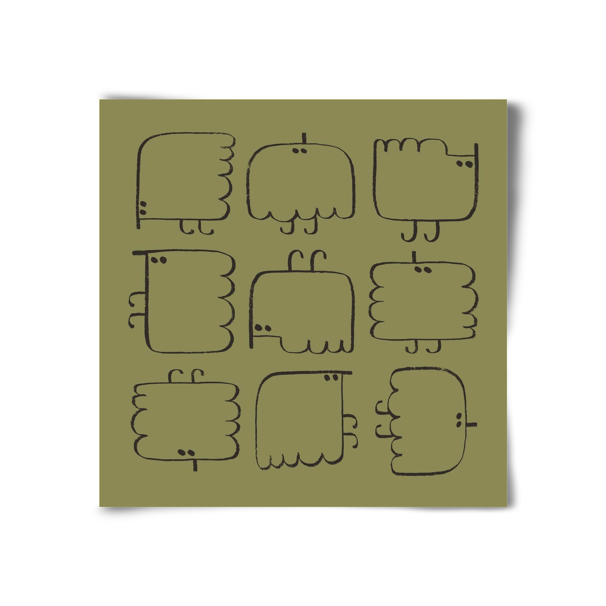 Funny Bird (dark green), 30x30 cm, Keret nélkül