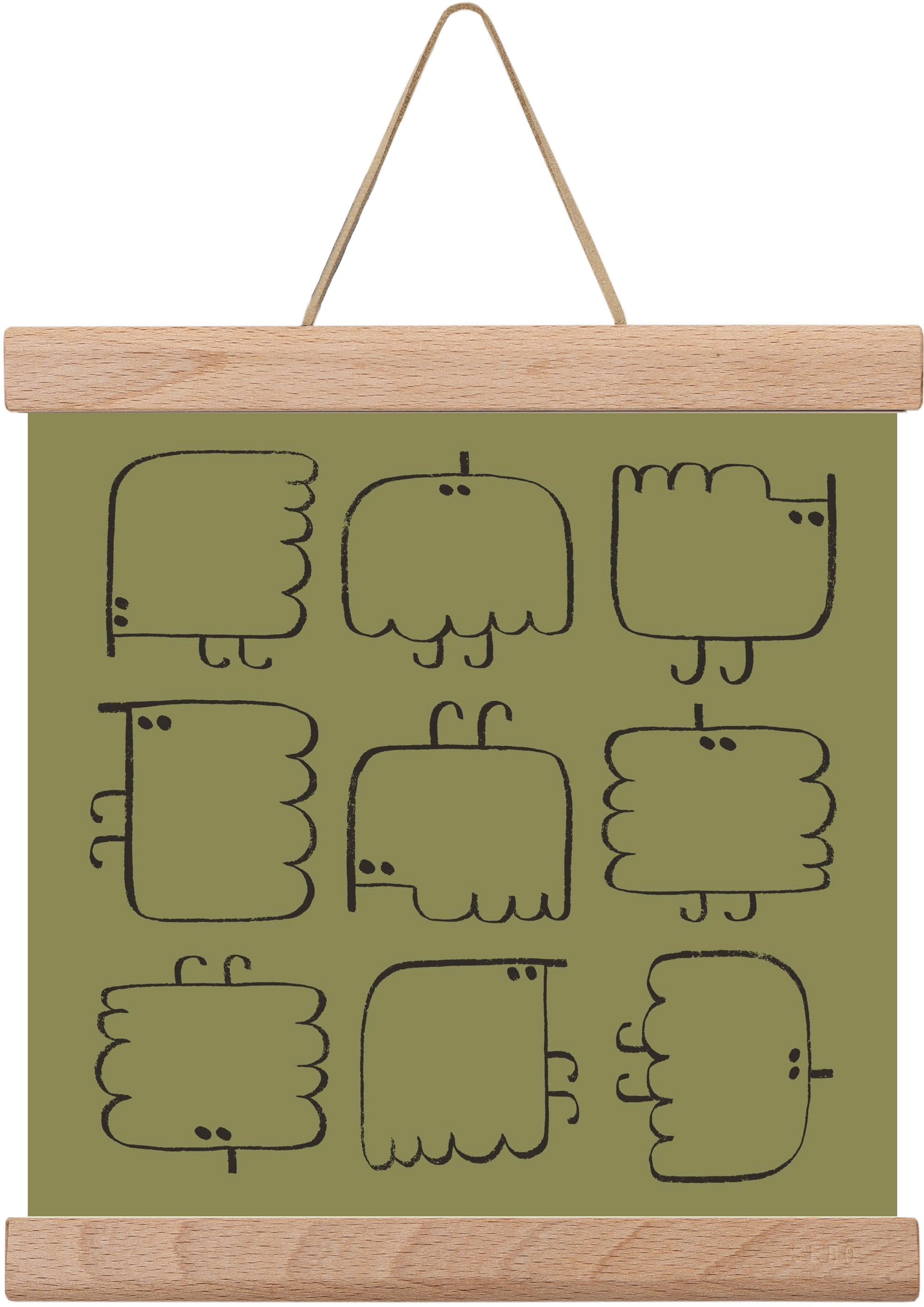 Funny Bird (dark green), 20x20 cm (20x20 cm), Tölgy akasztó