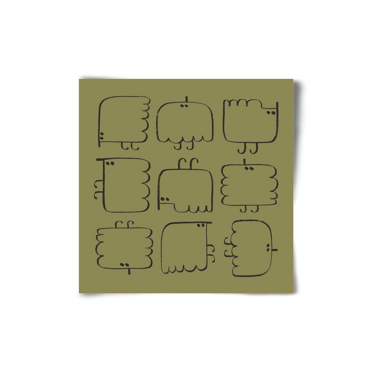 Funny Bird (dark green), 20x20 cm, Keret nélkül