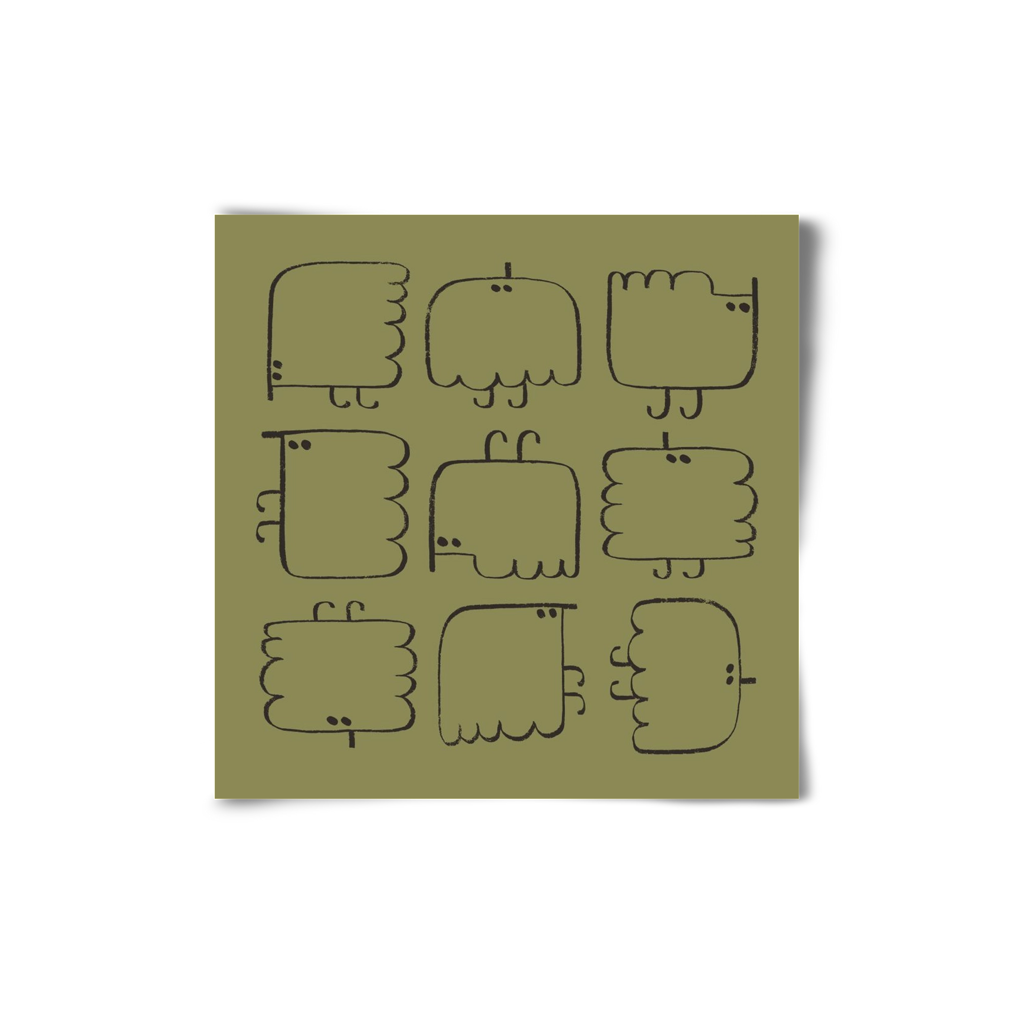 Funny Bird (dark green), 20x20 cm, Keret nélkül