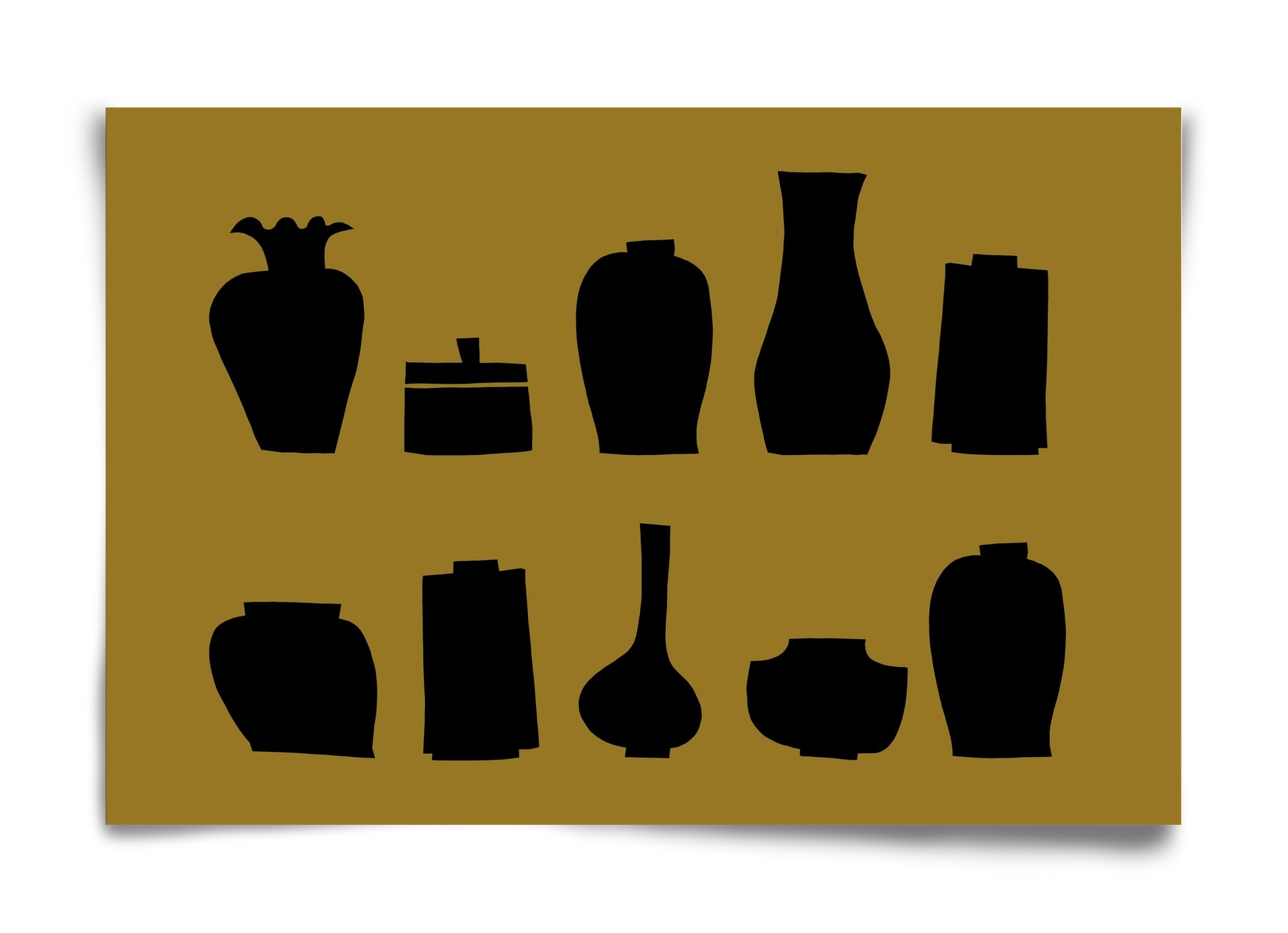 Vases line (ochre), 60x40 cm, Keret nélkül