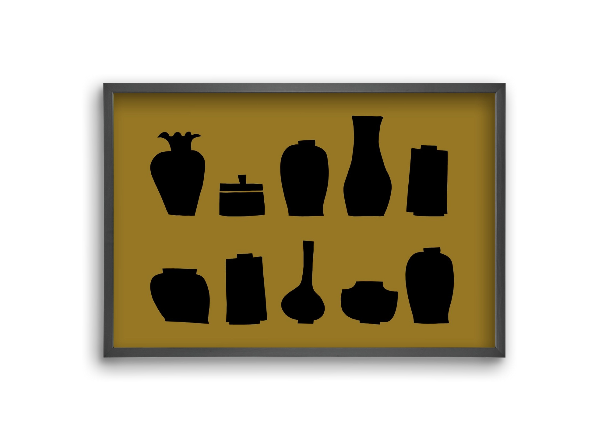 Vases line (ochre), 30x20 cm (30x20 cm), Fekete keret