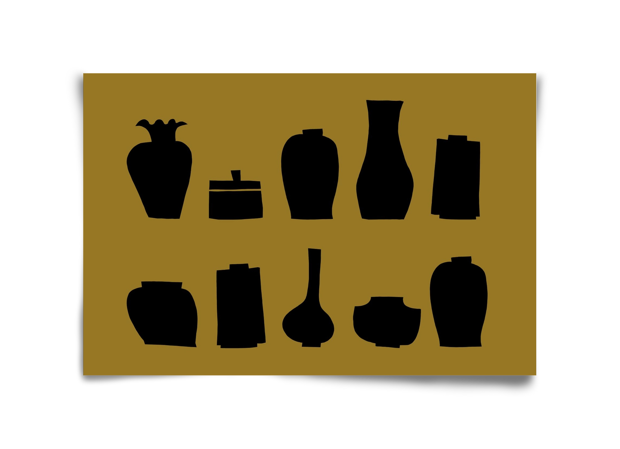 Vases line (ochre), 45x30 cm, Keret nélkül