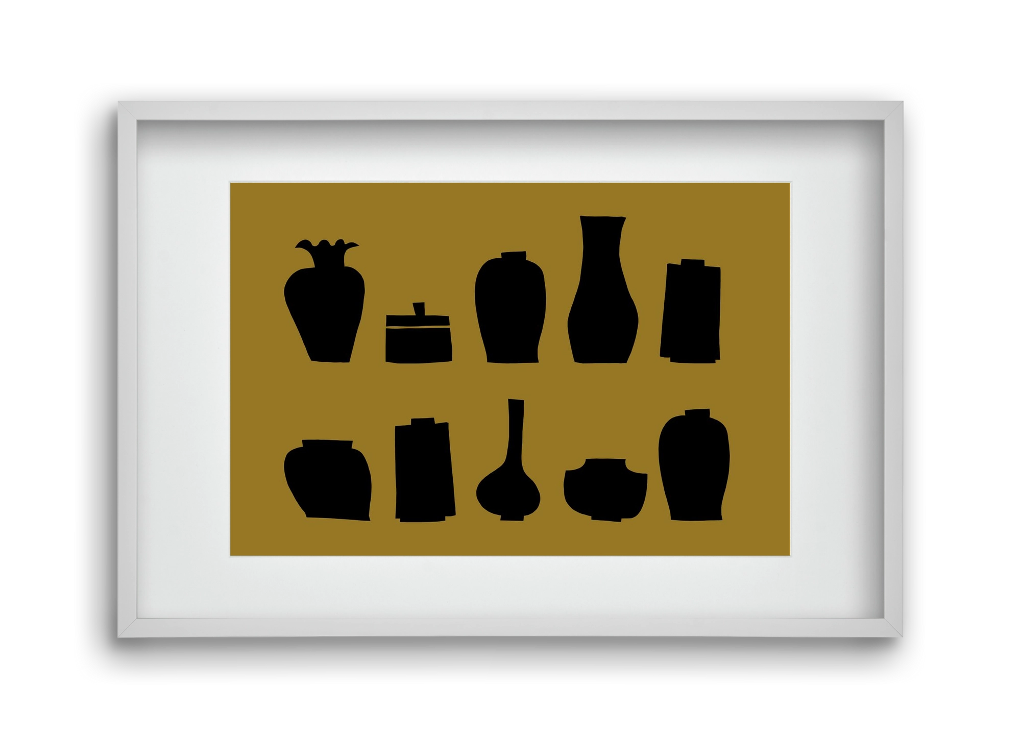 Vases line (ochre), 45x30 cm (30x20 cm), Fehér keret, paszpartuval