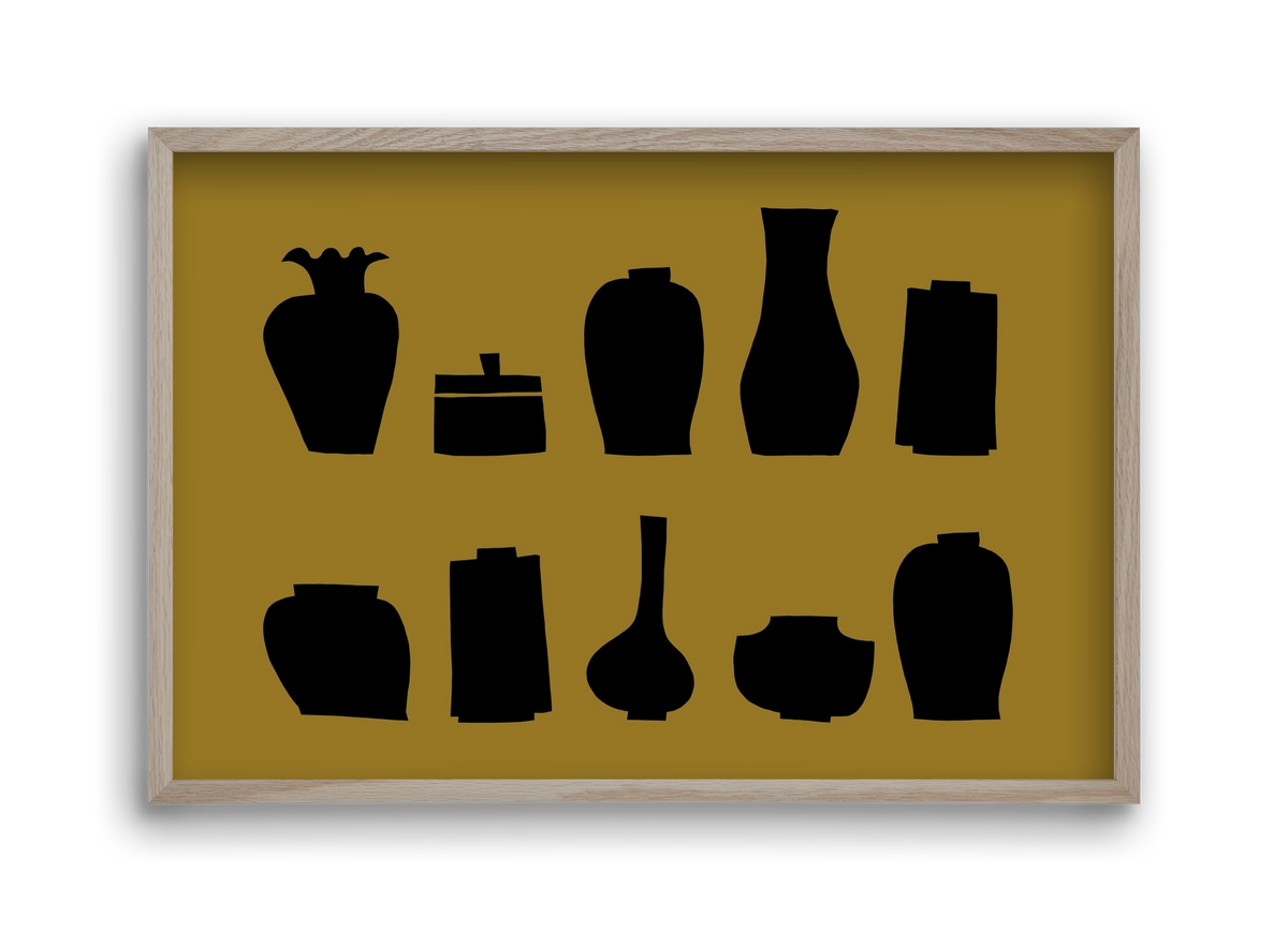 Vases line (ochre), 45x30 cm (45x30 cm), Tölgy keret