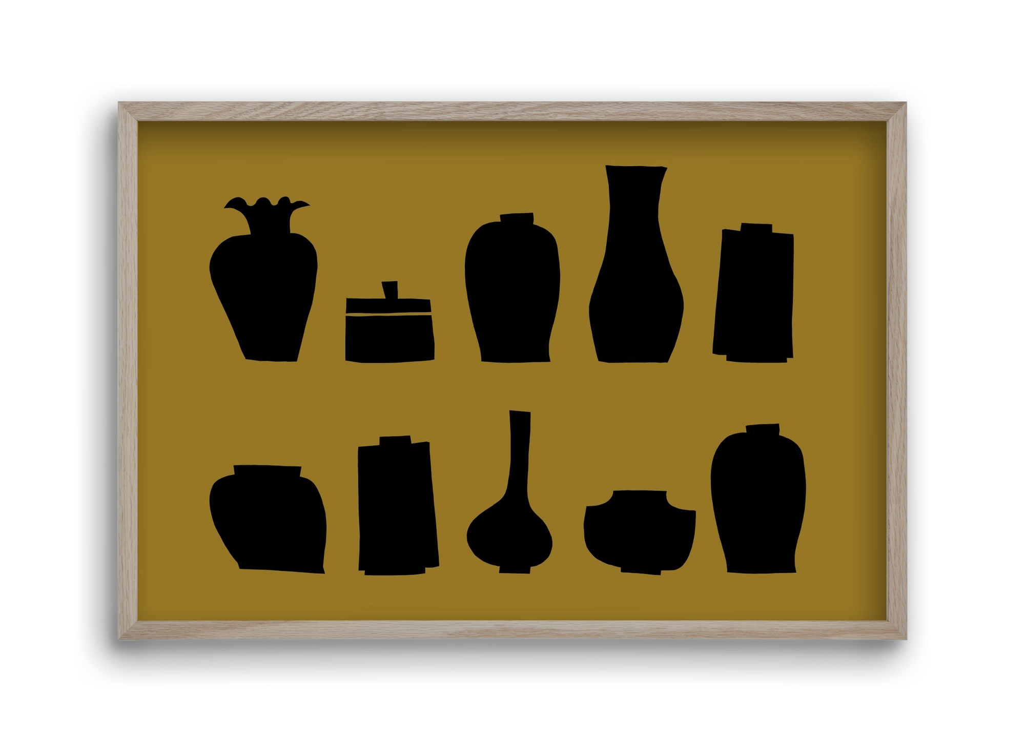 Vases line (ochre), 45x30 cm (45x30 cm), Tölgy keret