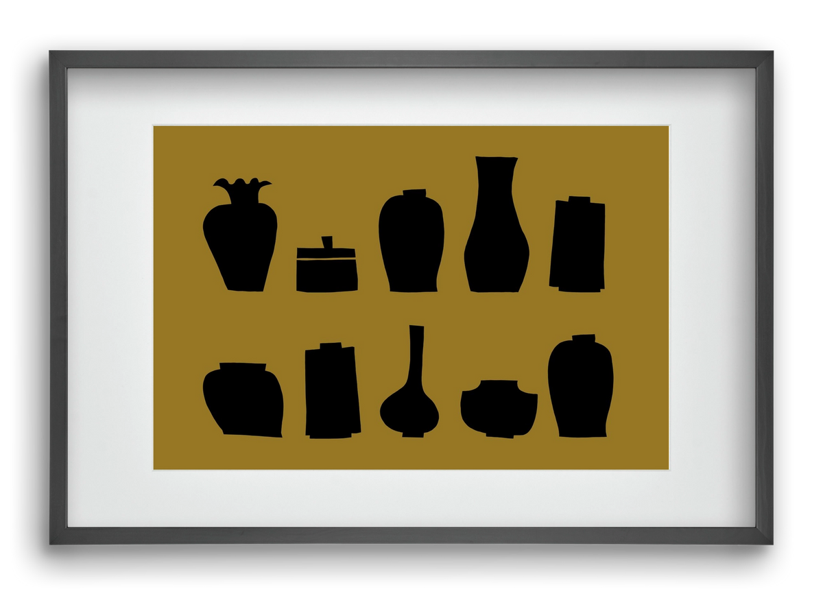 Vases line (ochre), 60x40 cm (45x30 cm), Fekete keret, paszpartuval