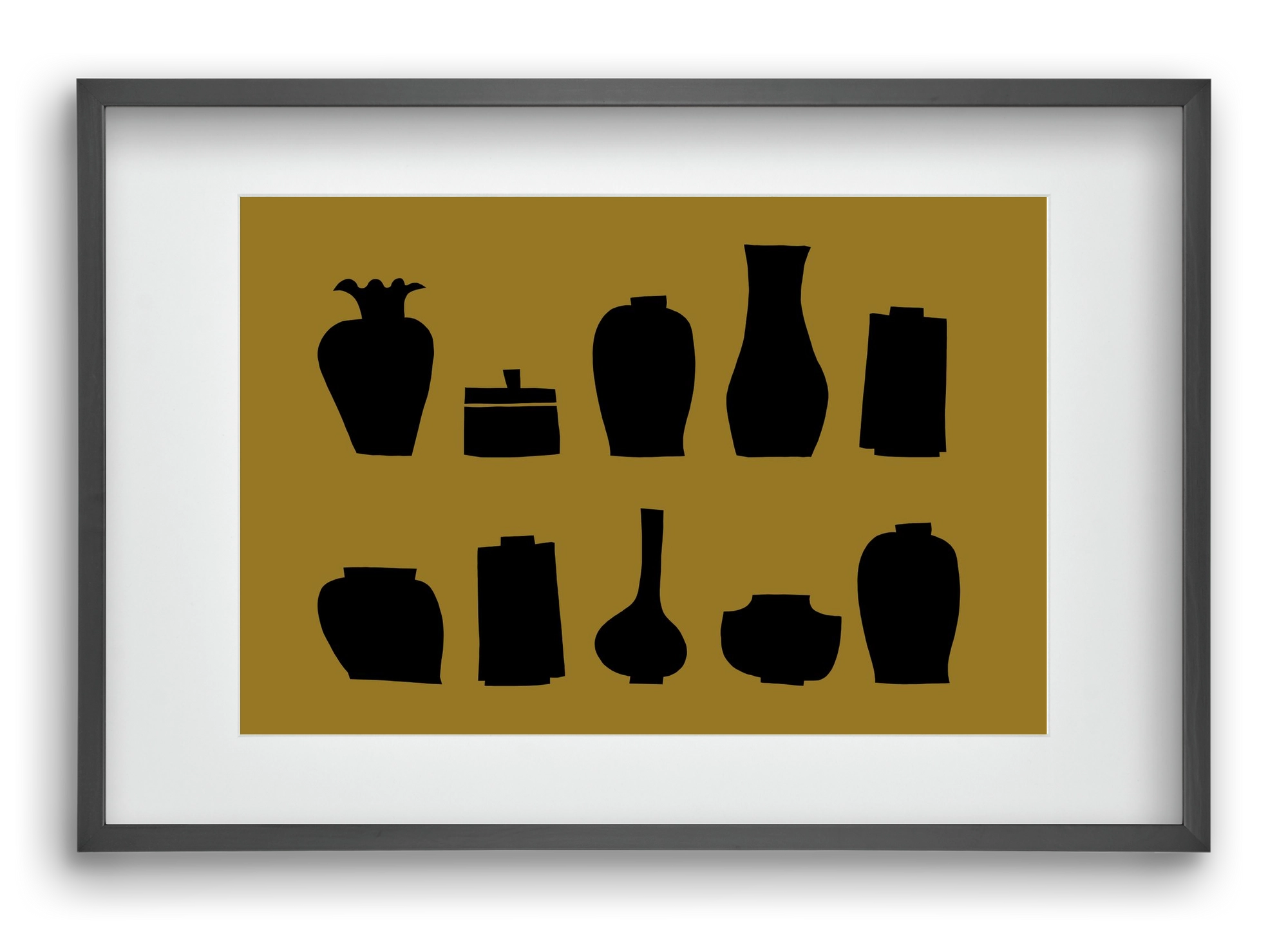 Vases line (ochre), 60x40 cm (45x30 cm), Fekete keret, paszpartuval
