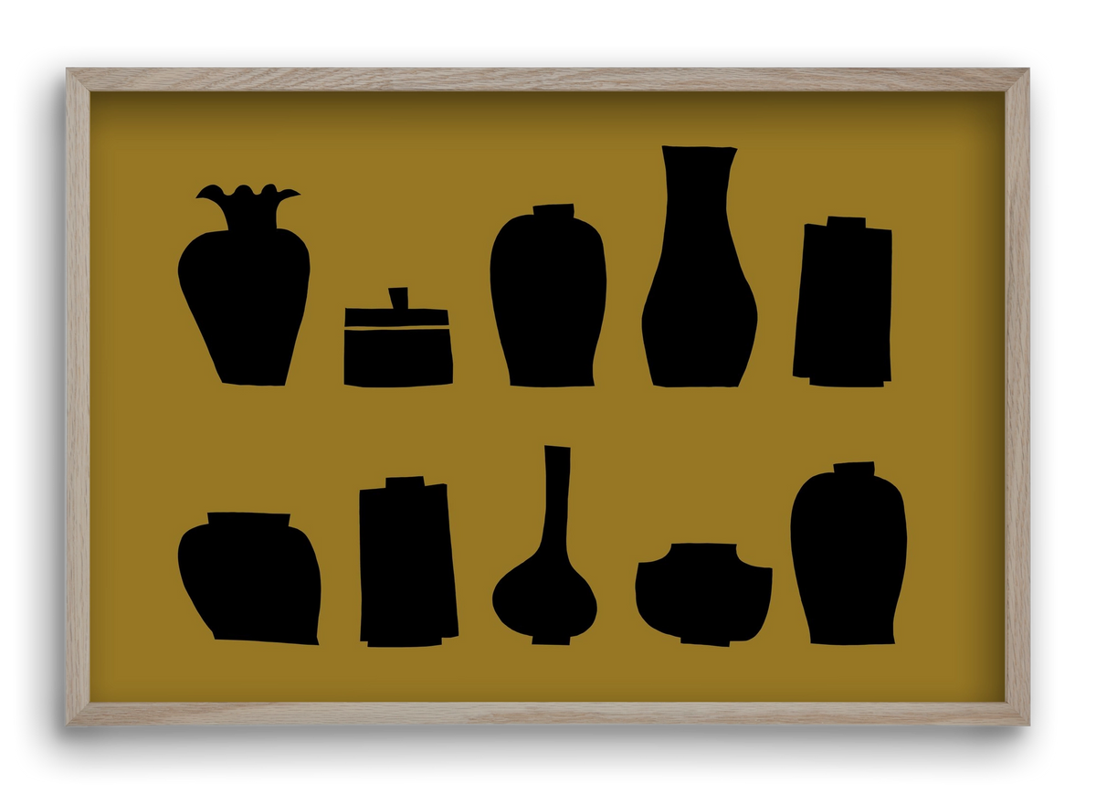 Vases line (ochre), 60x40 cm (60x40 cm), Tölgy keret