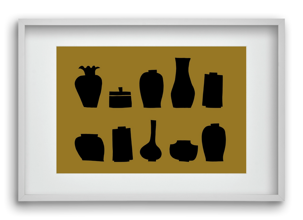 Vases line (ochre), 60x40 cm (45x30 cm), Fehér keret, paszpartuval