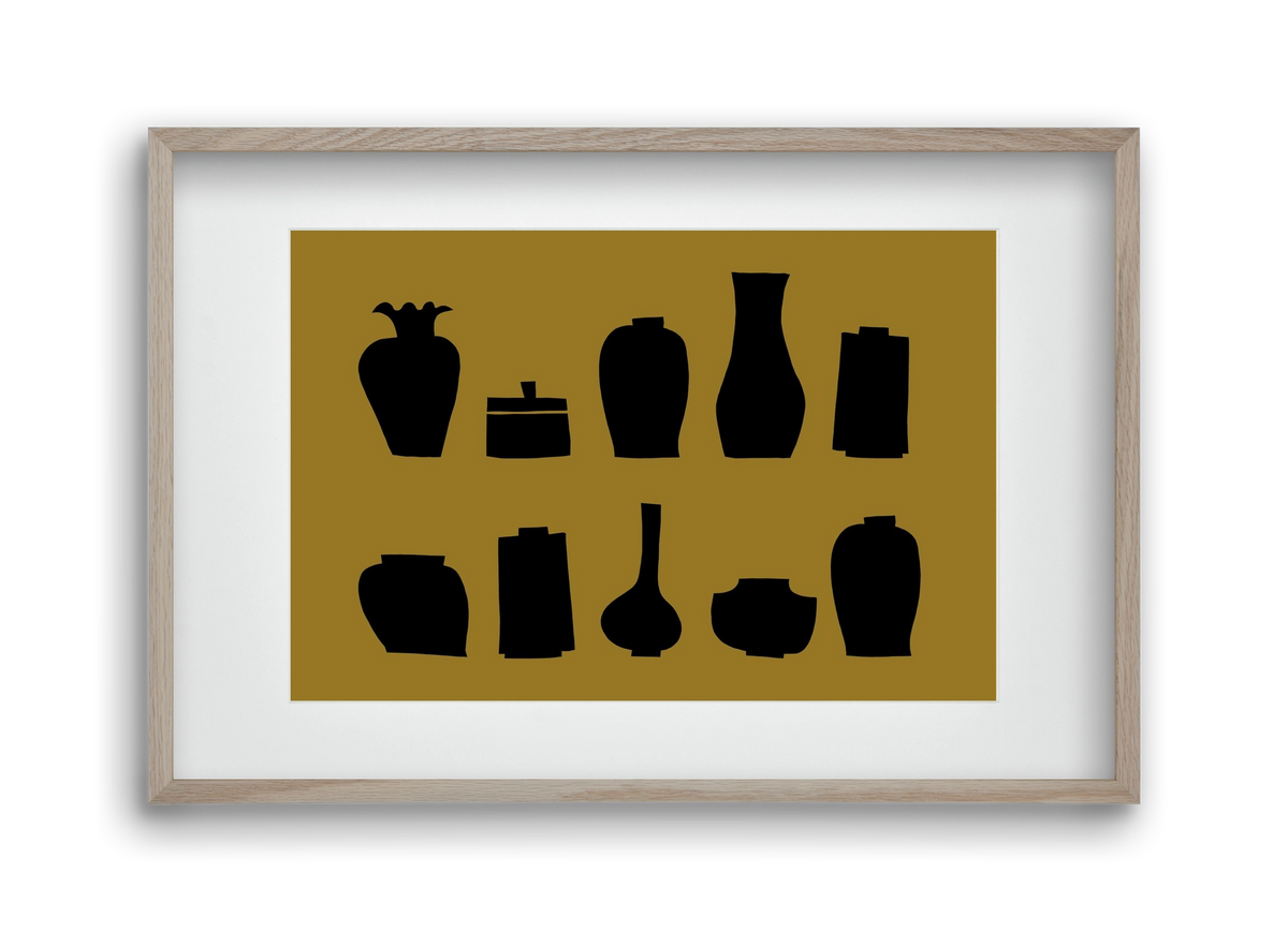 Vases line (ochre), 45x30 cm (30x20 cm), Tölgy keret, paszpartuval