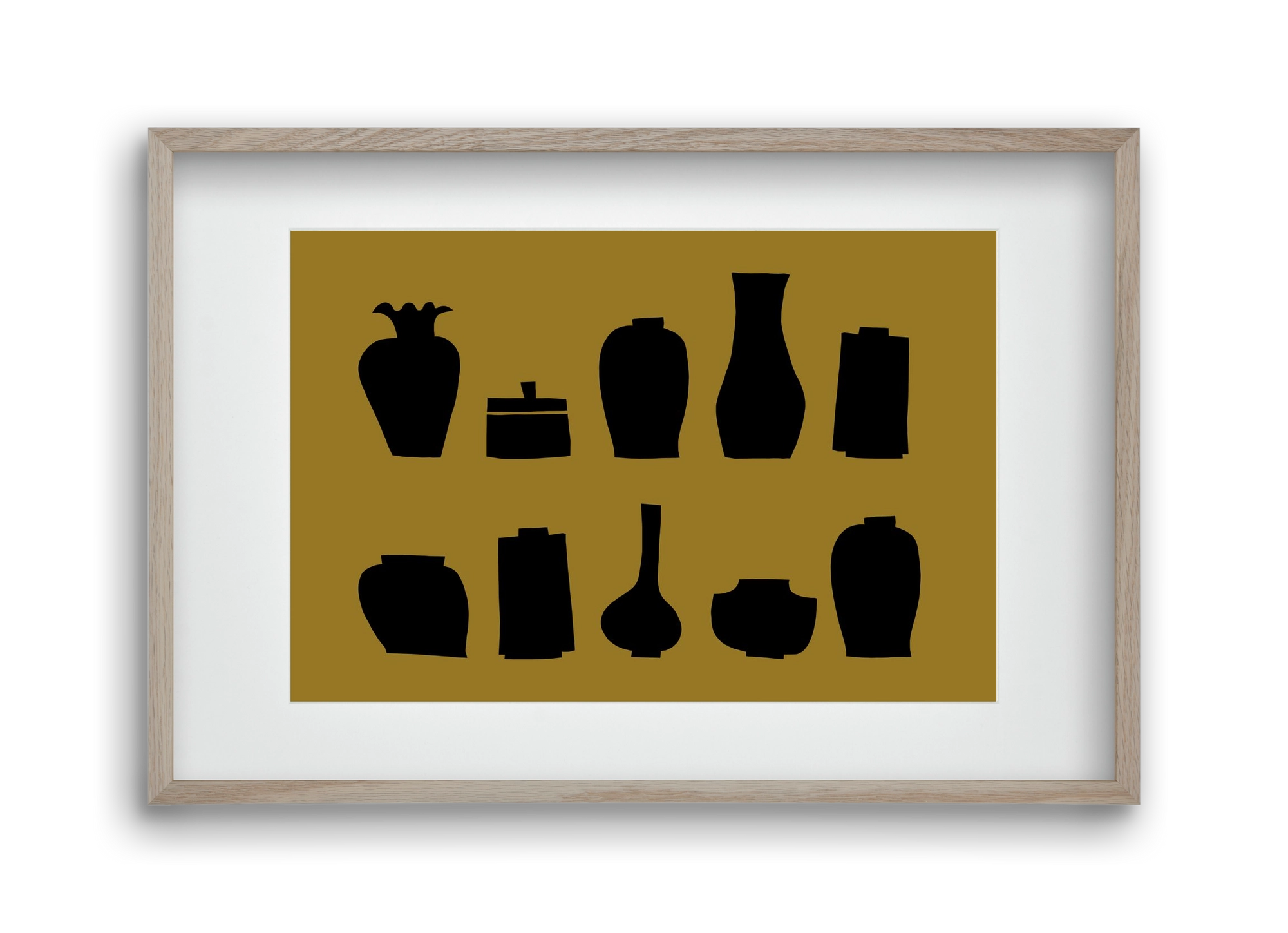 Vases line (ochre), 45x30 cm (30x20 cm), Tölgy keret, paszpartuval