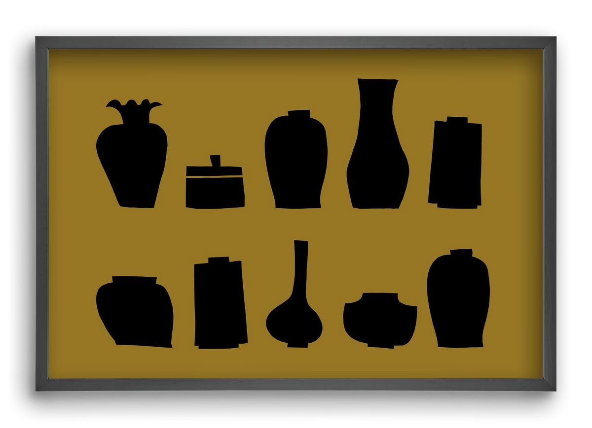 Vases line (ochre), 60x40 cm (60x40 cm), Fekete keret